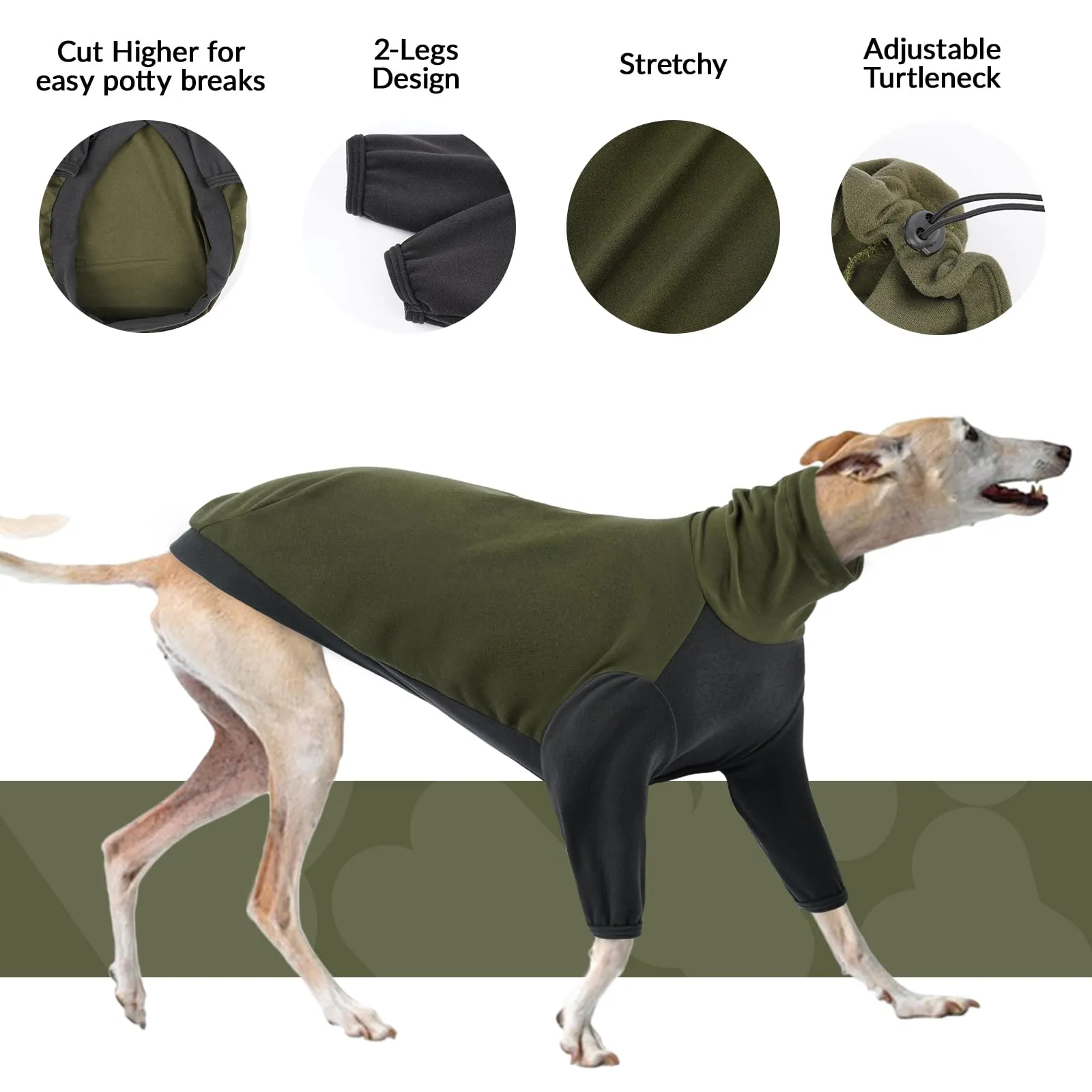 PUMYPOREITY Maglione Invernale per Levriero, Whippet e Greyhound - Verde Militare, 2XL - immagine 3