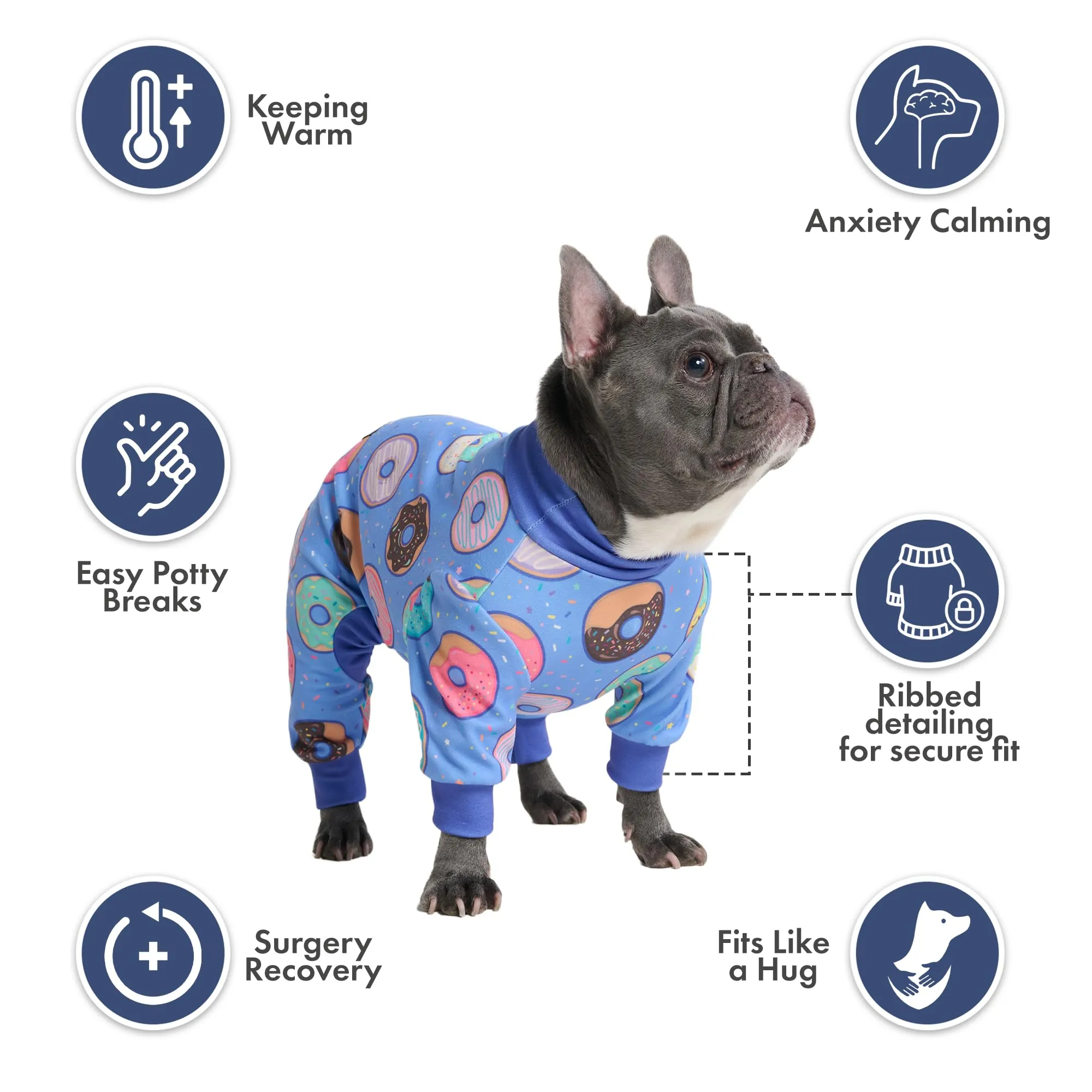 Spark Paws Pigiama per cani, Tuta da recupero, Donut, 4XL - immagine 4