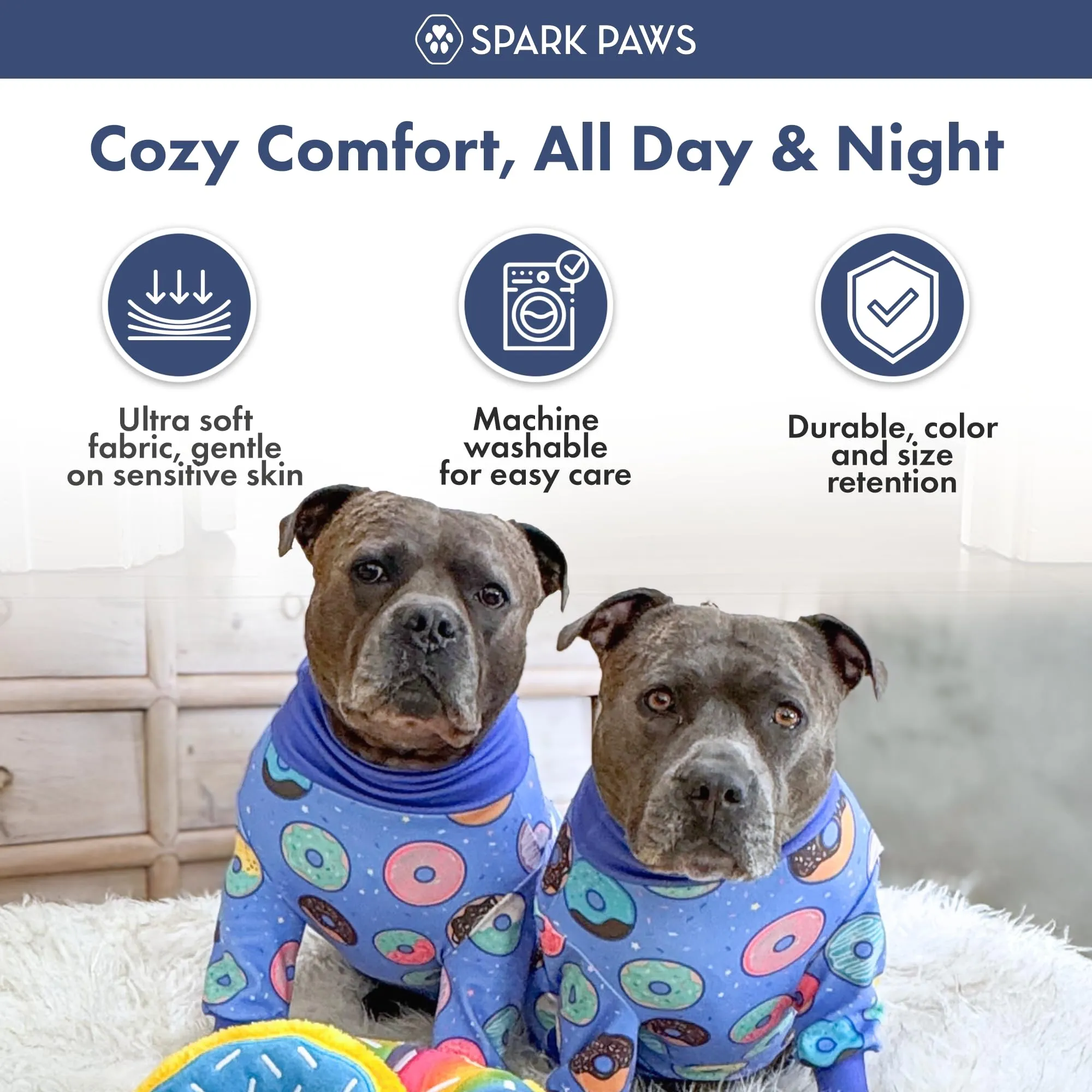 Spark Paws Pigiama per cani, Tuta da recupero, Donut, 4XL - immagine 5