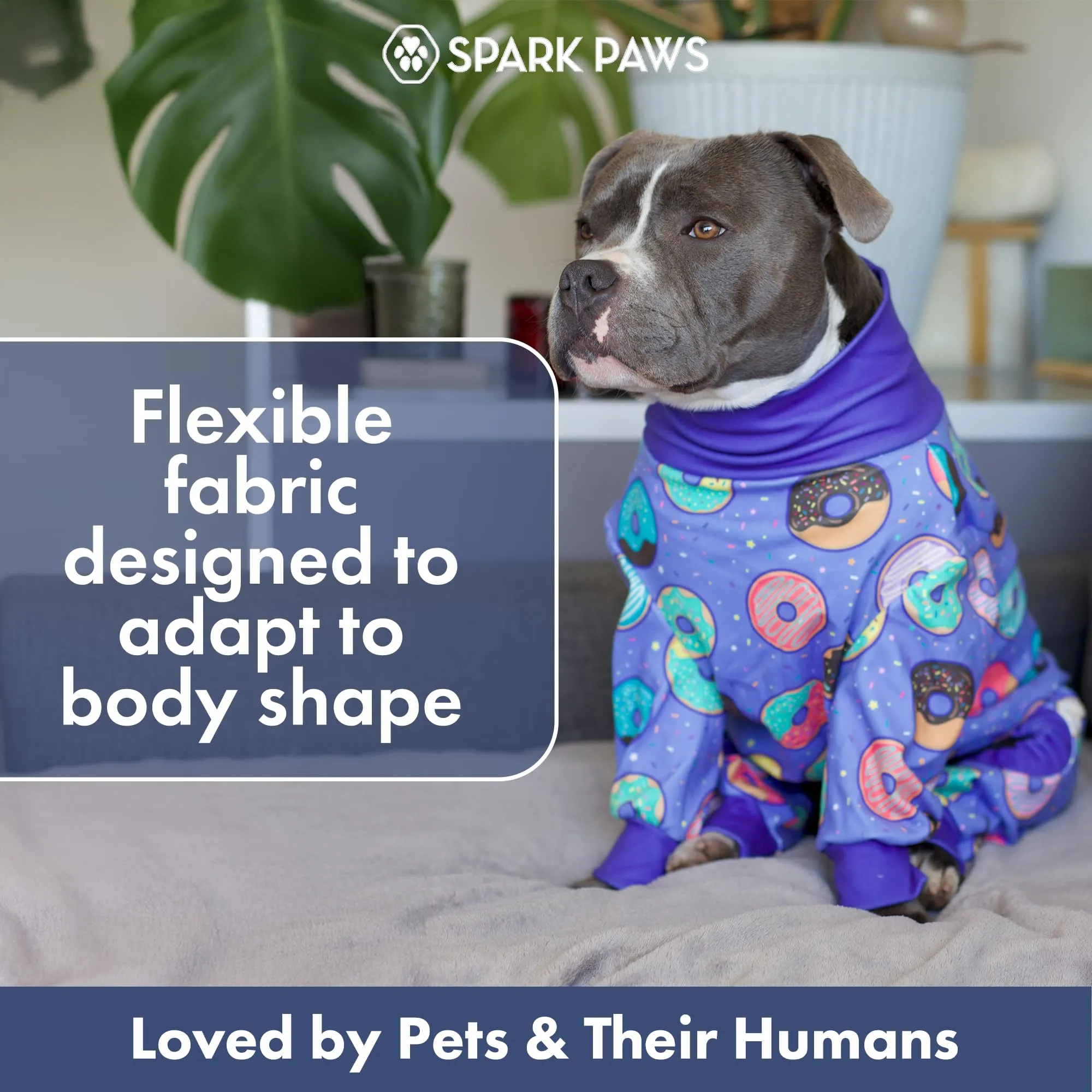 Spark Paws Pigiama per cani, Tuta da recupero, Donut, 4XL - immagine 7