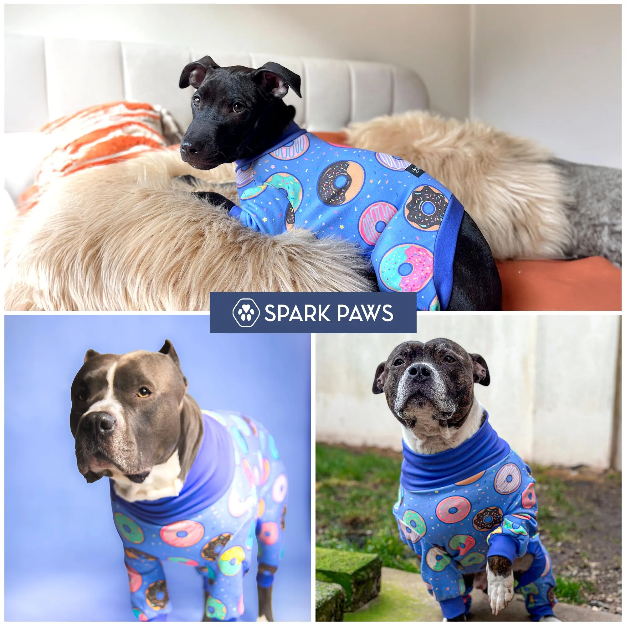 Spark Paws Pigiama per cani, Tuta da recupero, Donut, 4XL - immagine 8