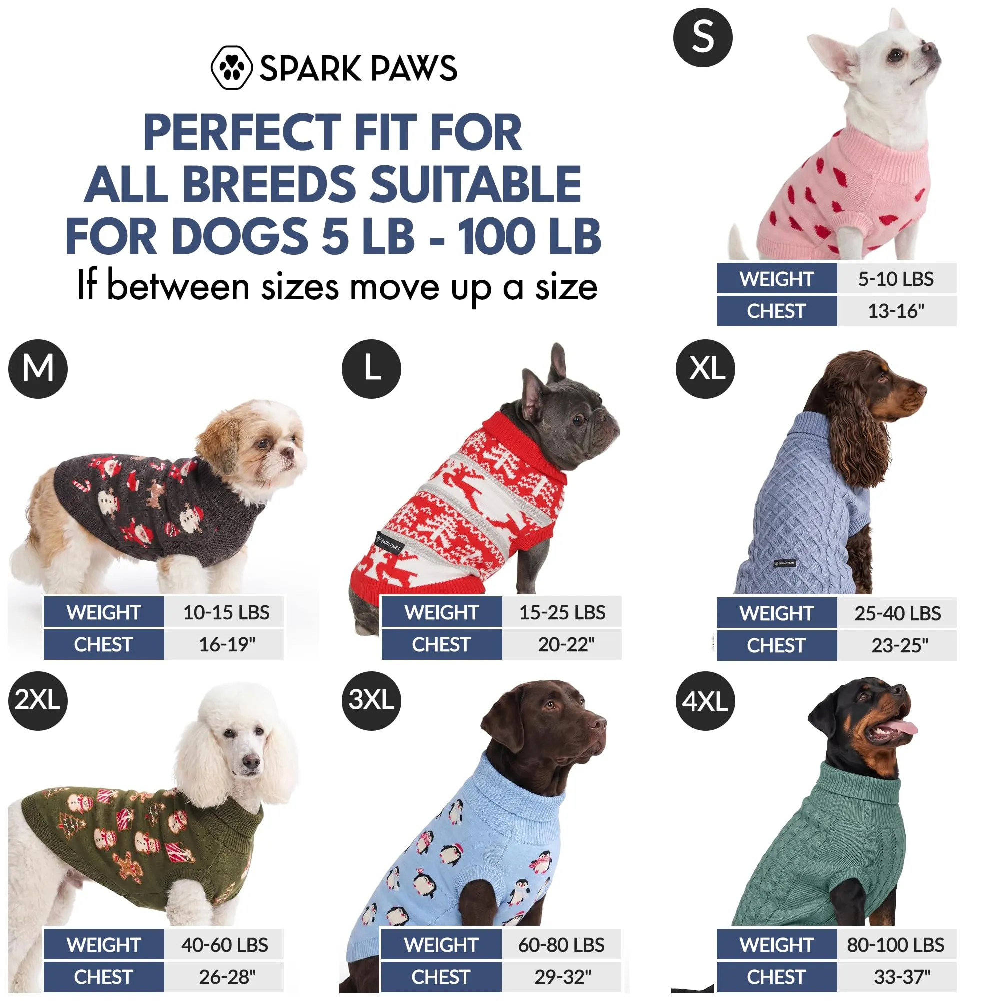 Spark Paws Maglione per cani lavorato a maglia, 3XL, Cuori - immagine 2