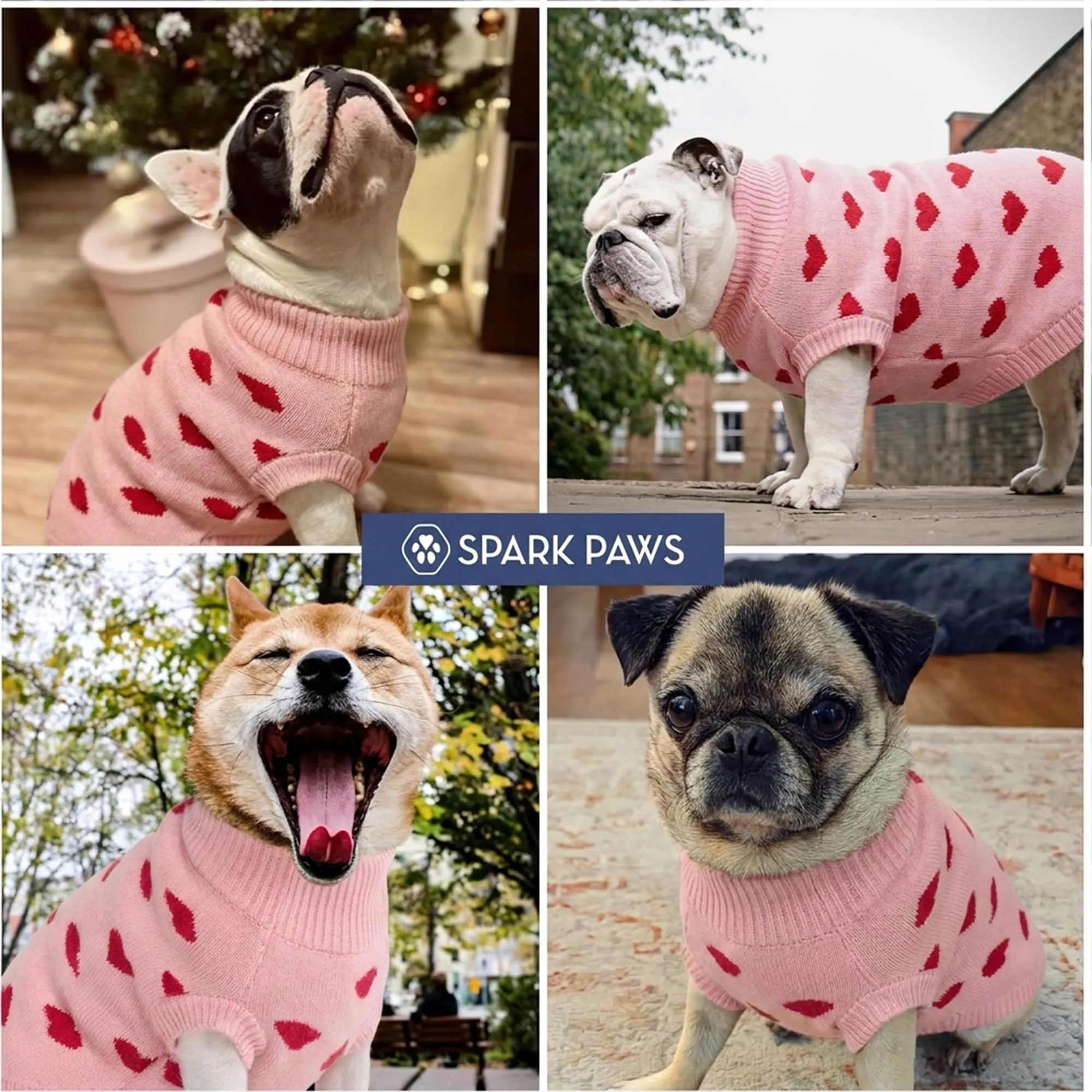 Spark Paws Maglione per cani lavorato a maglia, 3XL, Cuori - immagine 6