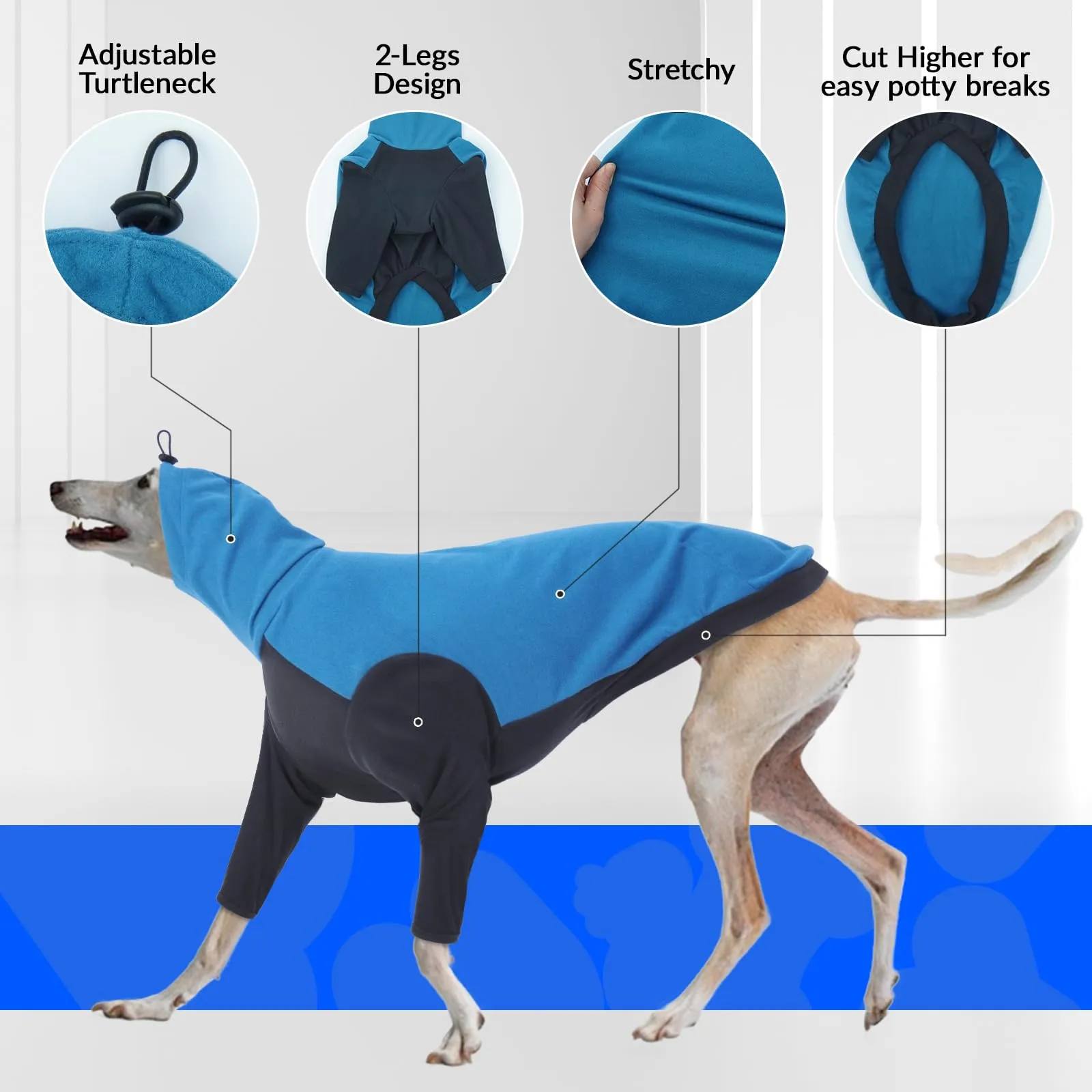 PUMYPOREITY Maglione Invernale per Levriero, Whippet e Greyhound - Blu, 2XL - immagine 3