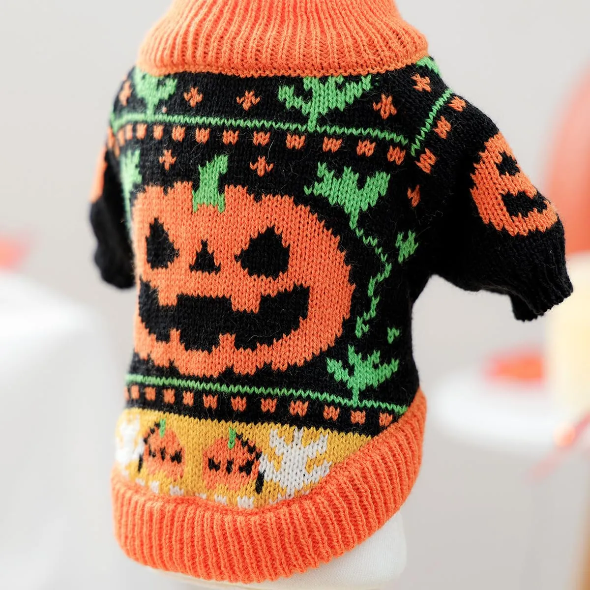 Fnaobai Maglione di Halloween a collo alto per cani e gatti, Taglia M, Arancione - immagine 7