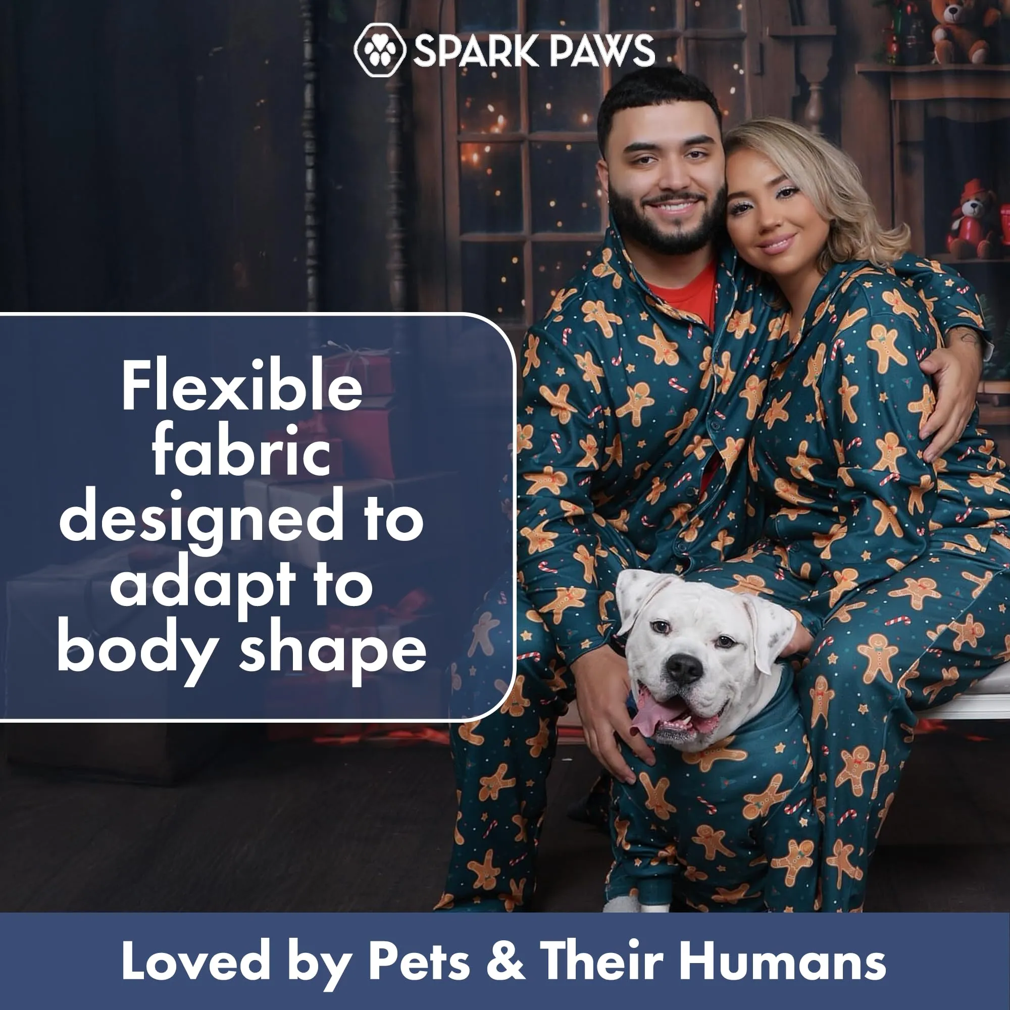 Spark Paws Pigiama Natalizio per Cane - Tuta da Recupero Post-Chirurgico, Omino di pan di zenzero, S: 5-10lbs - immagine 7