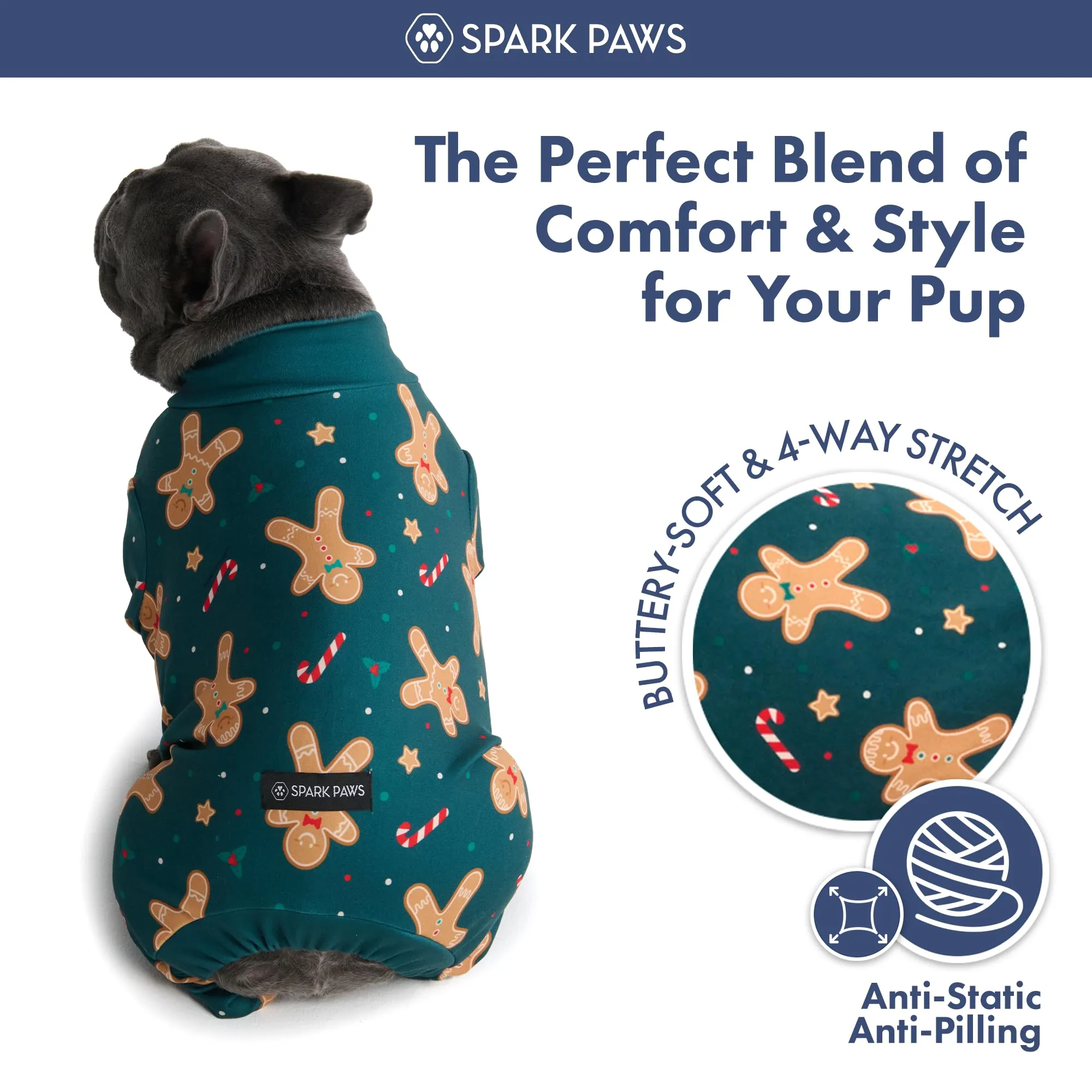 Spark Paws Pigiama Natalizio per Cani, Omino di Pan di Zenzero, 4XL - immagine 3