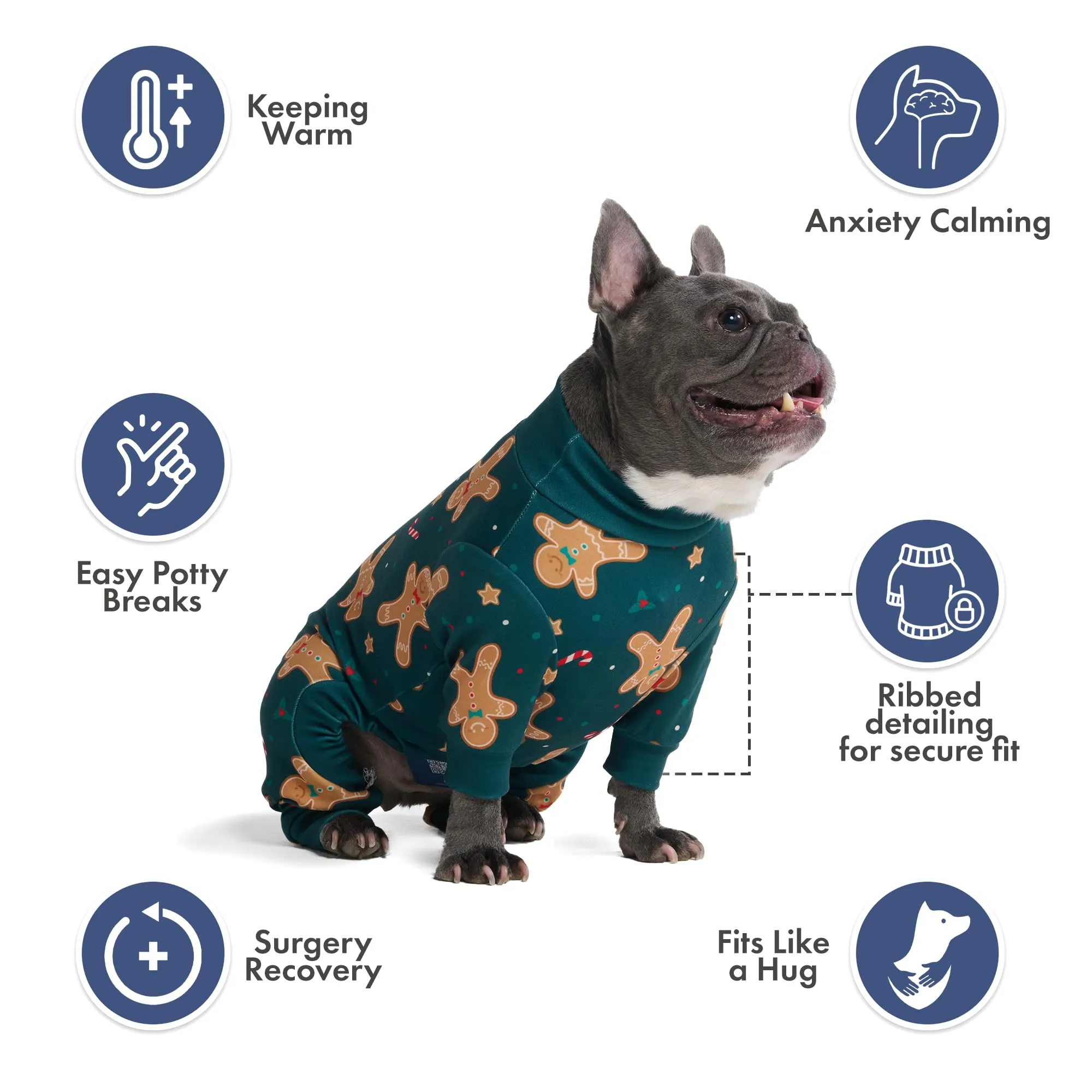 Spark Paws Pigiama Natalizio per Cani, Omino di Pan di Zenzero, 4XL - immagine 4