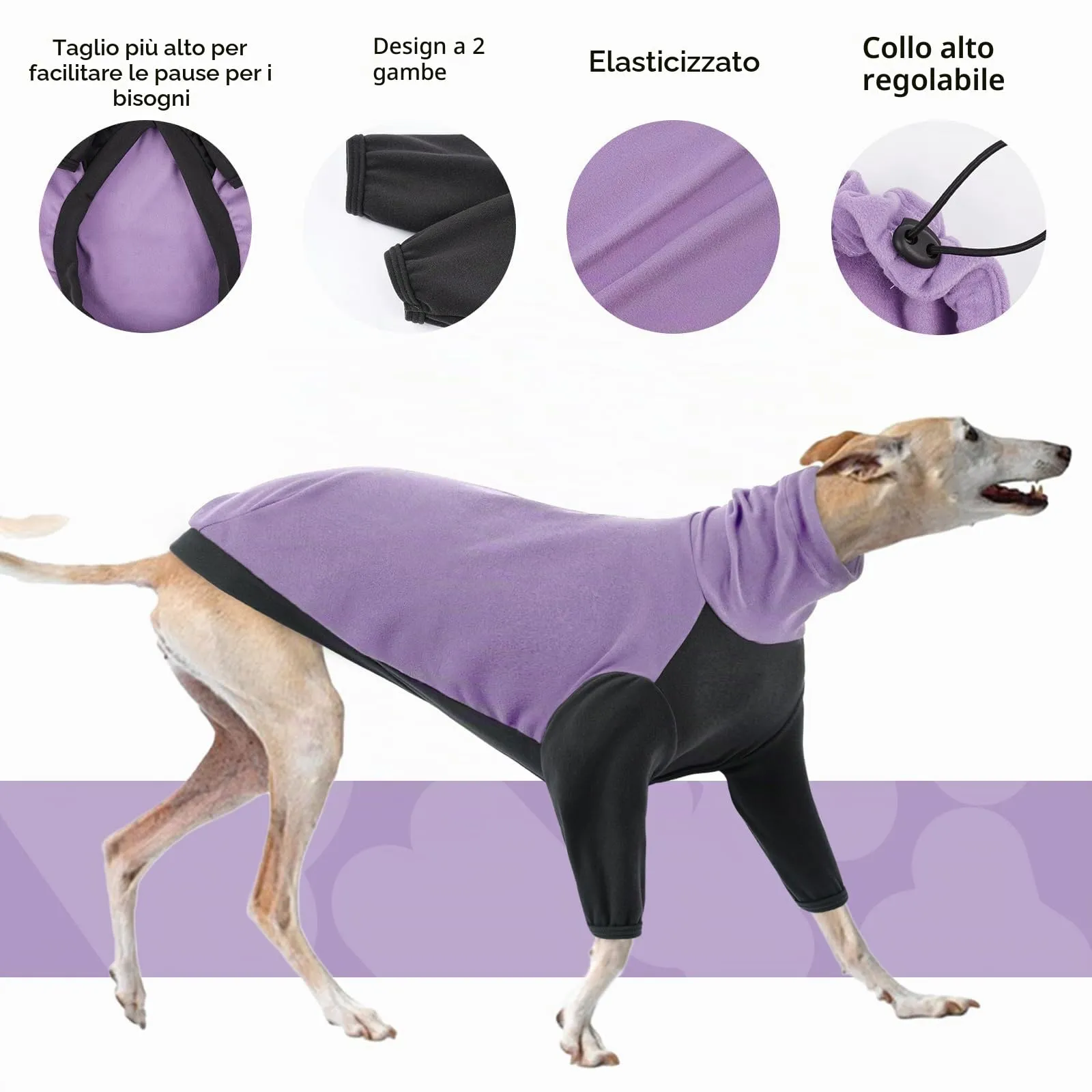 PUMYPOREITY Maglione Pullover per Levrieri, Whippet e Lurchers - Viola, M - immagine 3