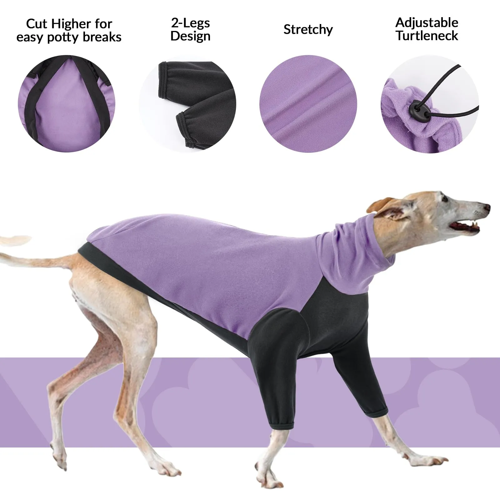 PUMYPOREITY Maglione Pigiama Caldo per Levrieri, Viola, XL - immagine 3