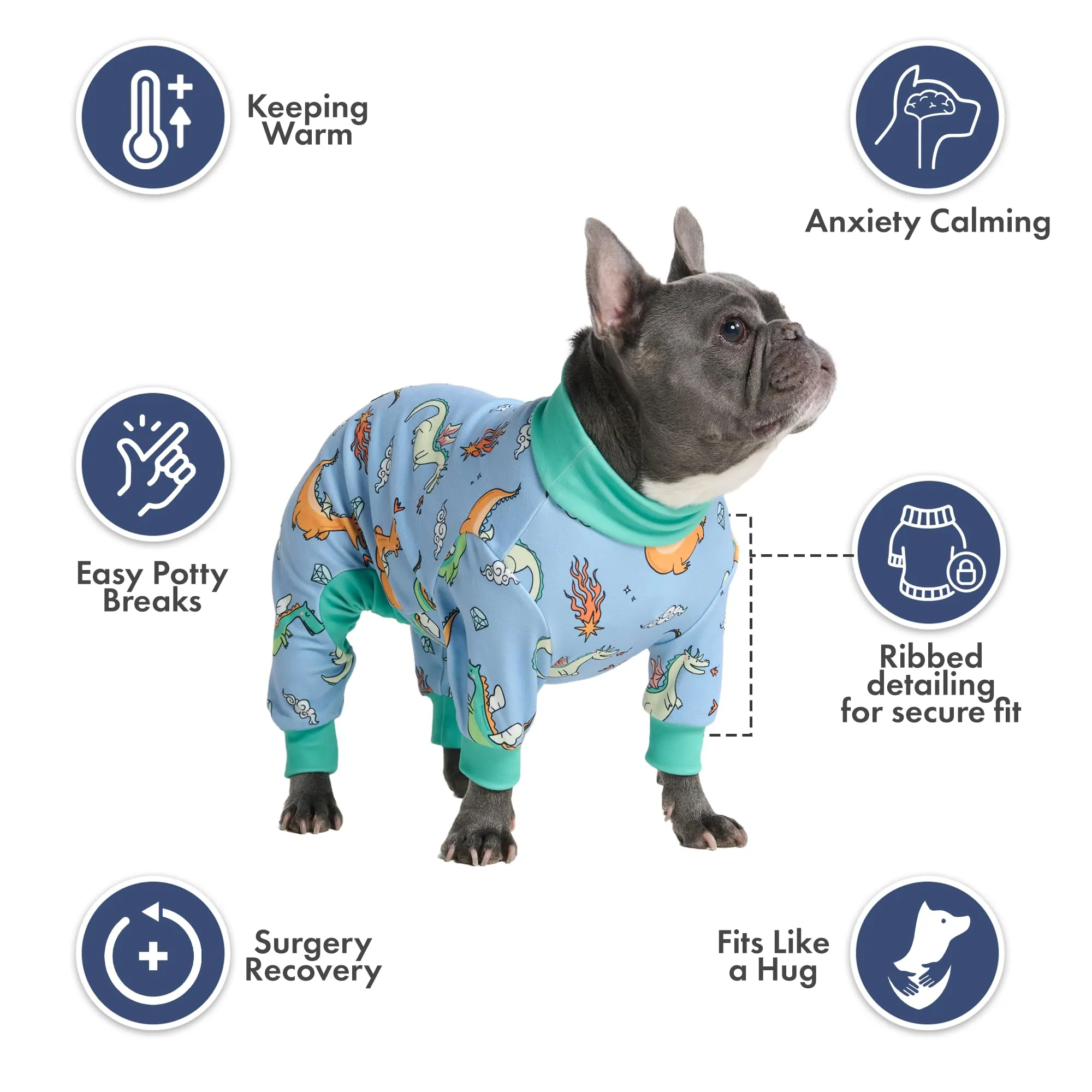 Spark Paws Pigiama per cani, tuta da recupero, Dragons, 2XL - immagine 4