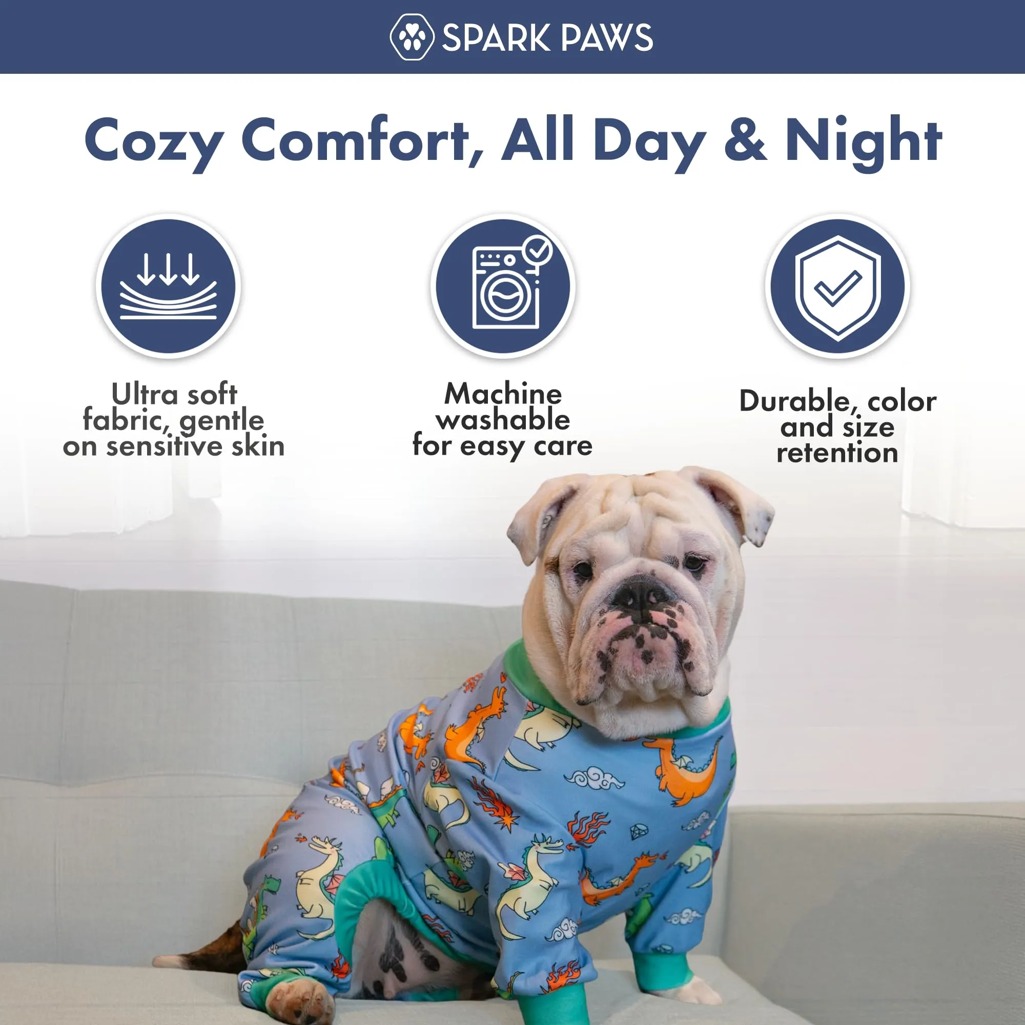 Spark Paws Pigiama per cani, tuta da recupero, Dragons, 2XL - immagine 5