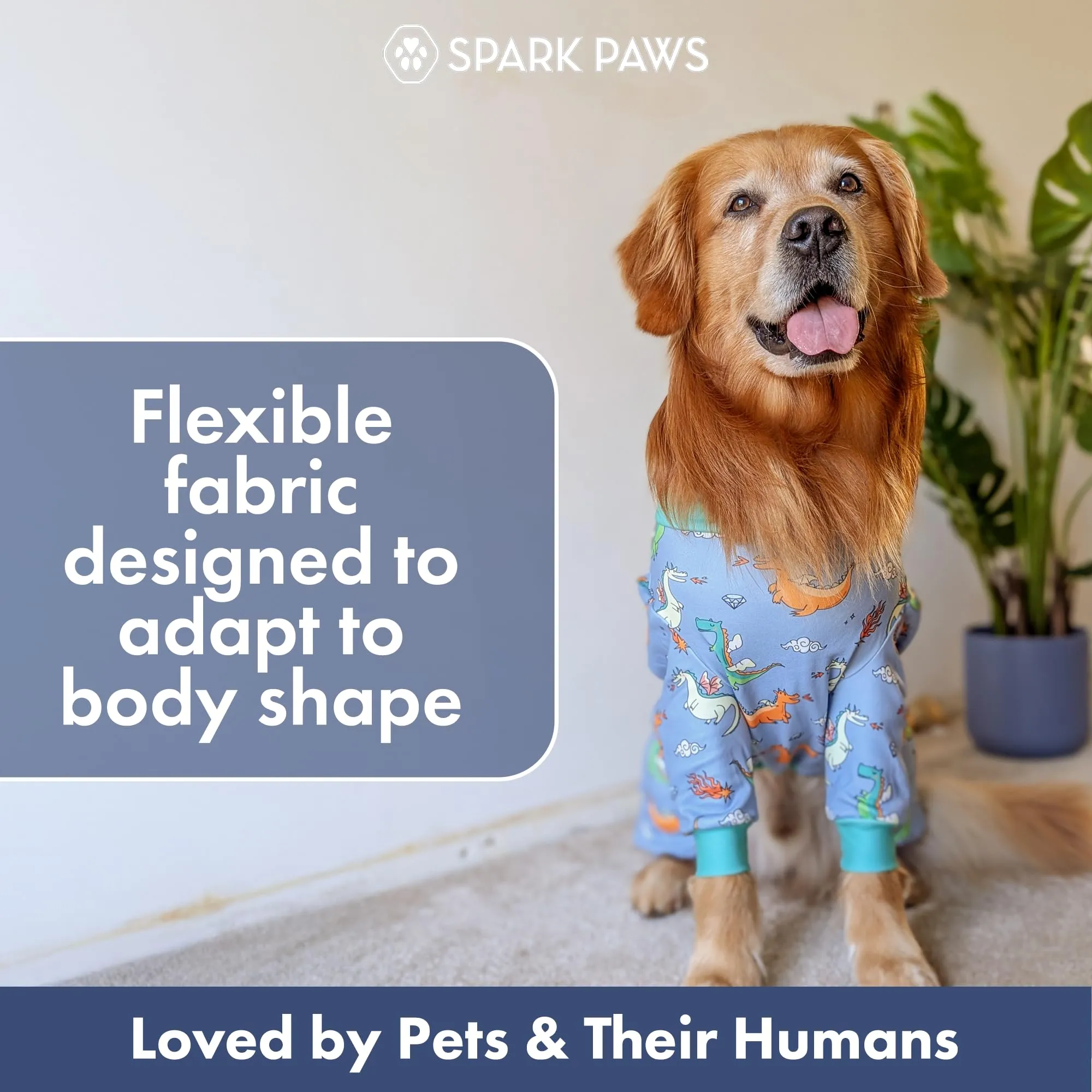 Spark Paws Pigiama per cani, tuta da recupero, Dragons, 2XL - immagine 7