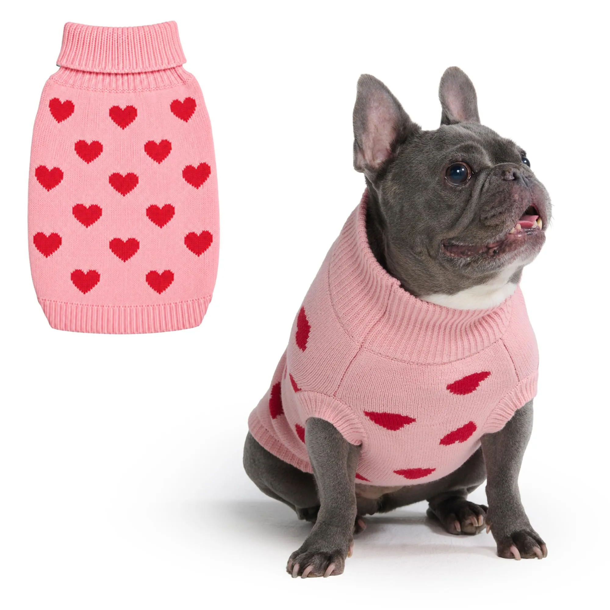 Spark Paws Maglione in maglia per cani, abbigliamento invernale, Taglia Grande, Cuori - immagine 1