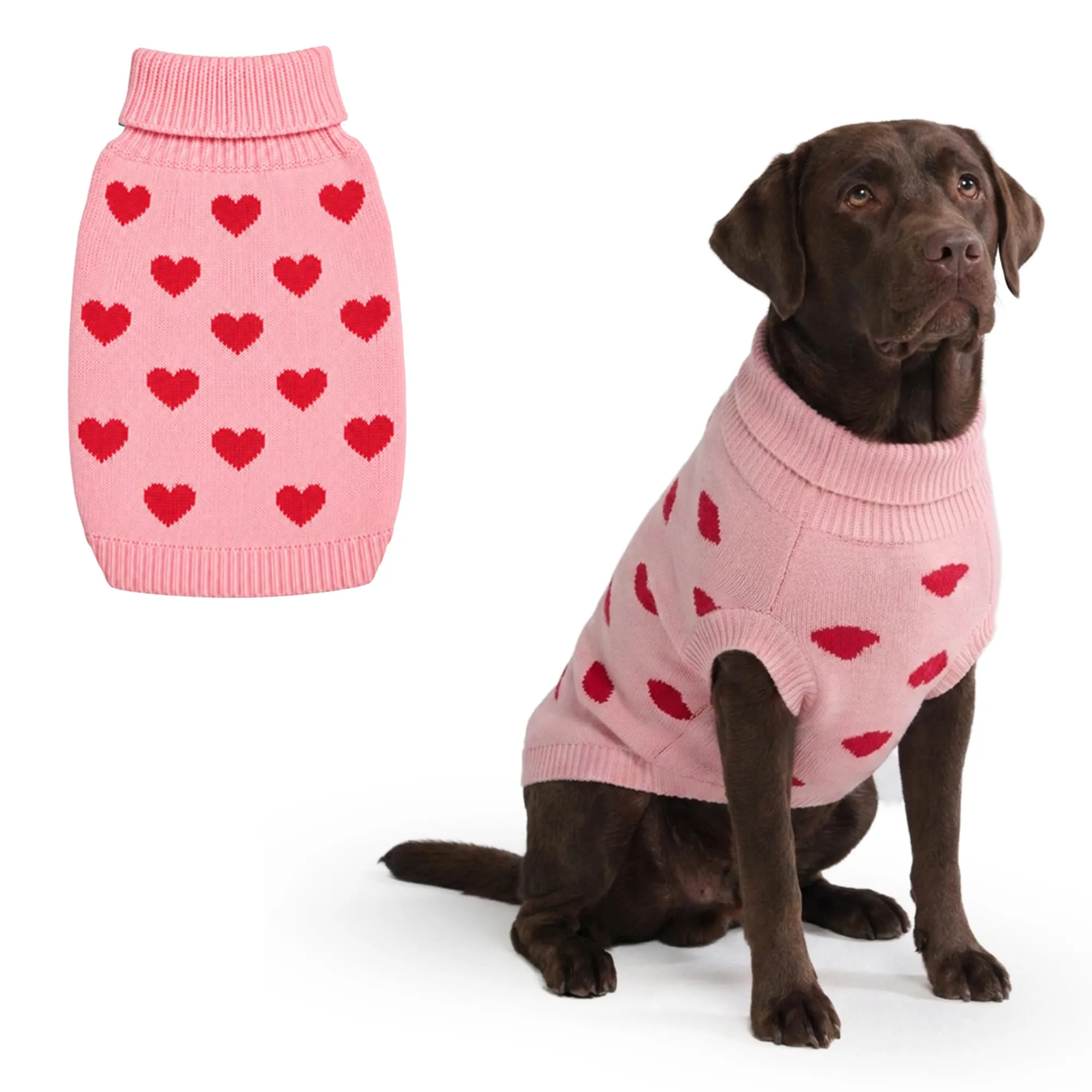Spark Paws Maglione per cani lavorato a maglia invernale, 4XL, Cuori - immagine 1