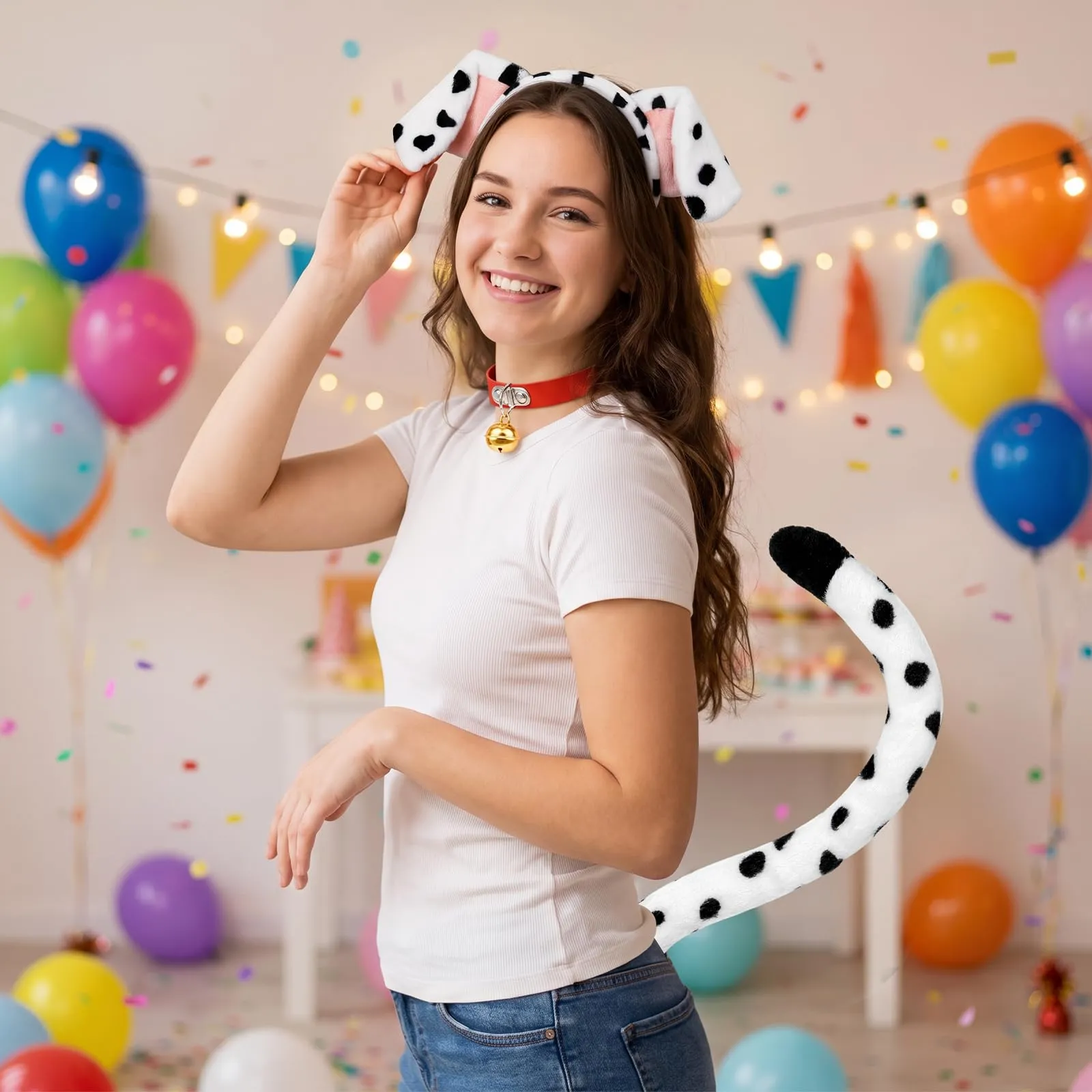 YUNHENTONG Set Accessori Costume da Dalmata per Adulti, 3 Pezzi - immagine 6