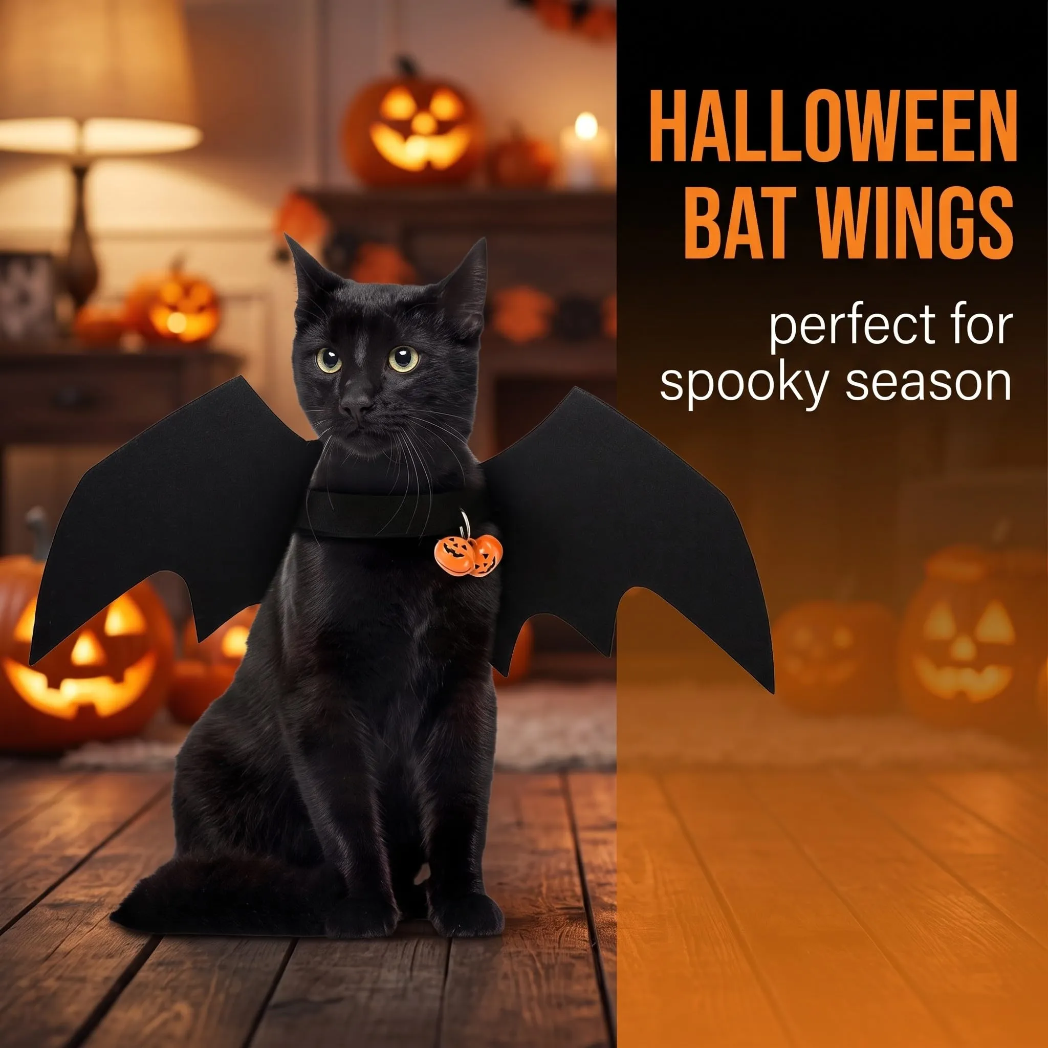 DYIOTF Ali di Pipistrello per Gatti e Cani Piccoli, Costume di Halloween con Campanello, Travestimento Cosplay Regolabile, Taglia S - immagine 2