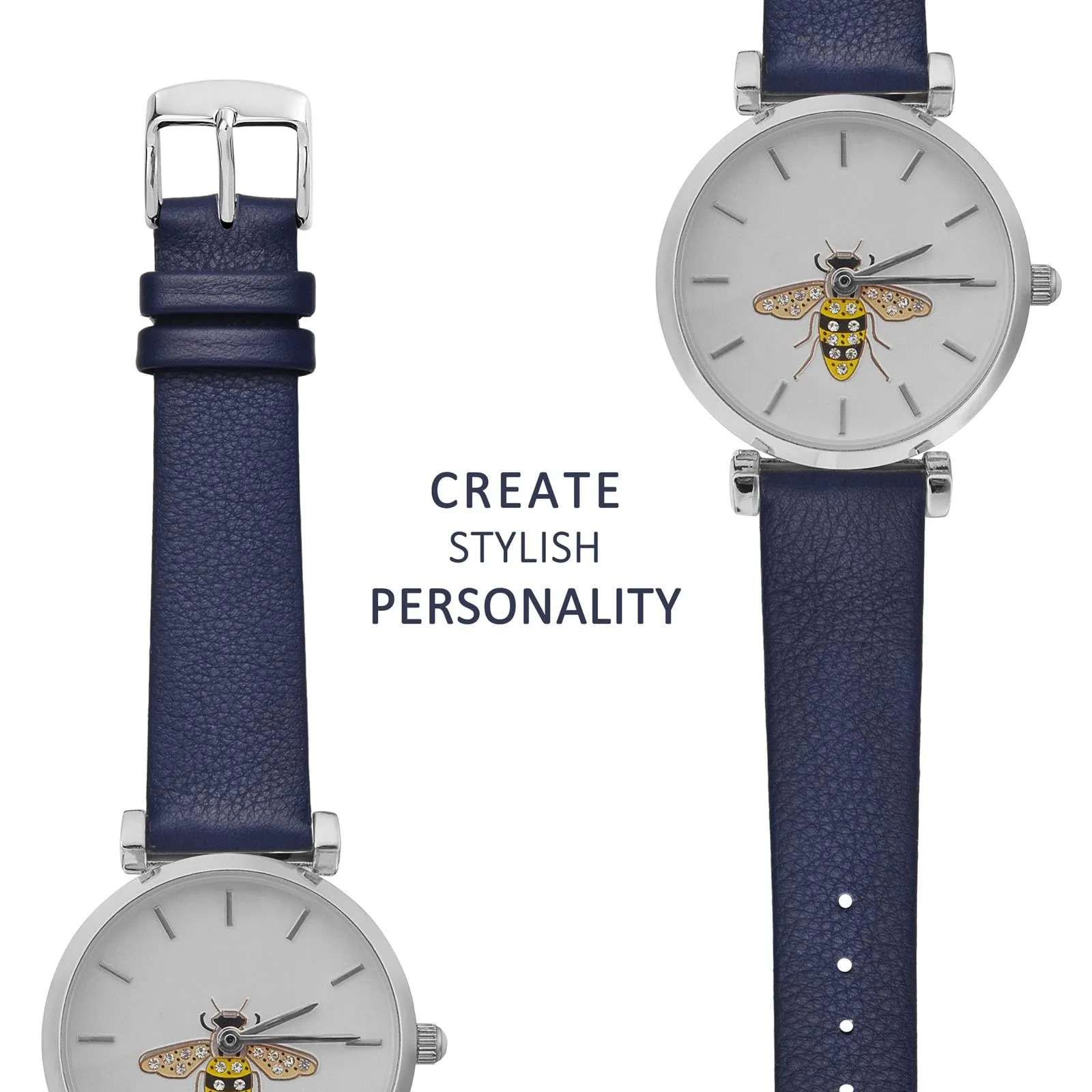 WOCCI Cinturino per Orologio in Pelle 10mm - Blu Scuro con Fibbia Argento - immagine 8