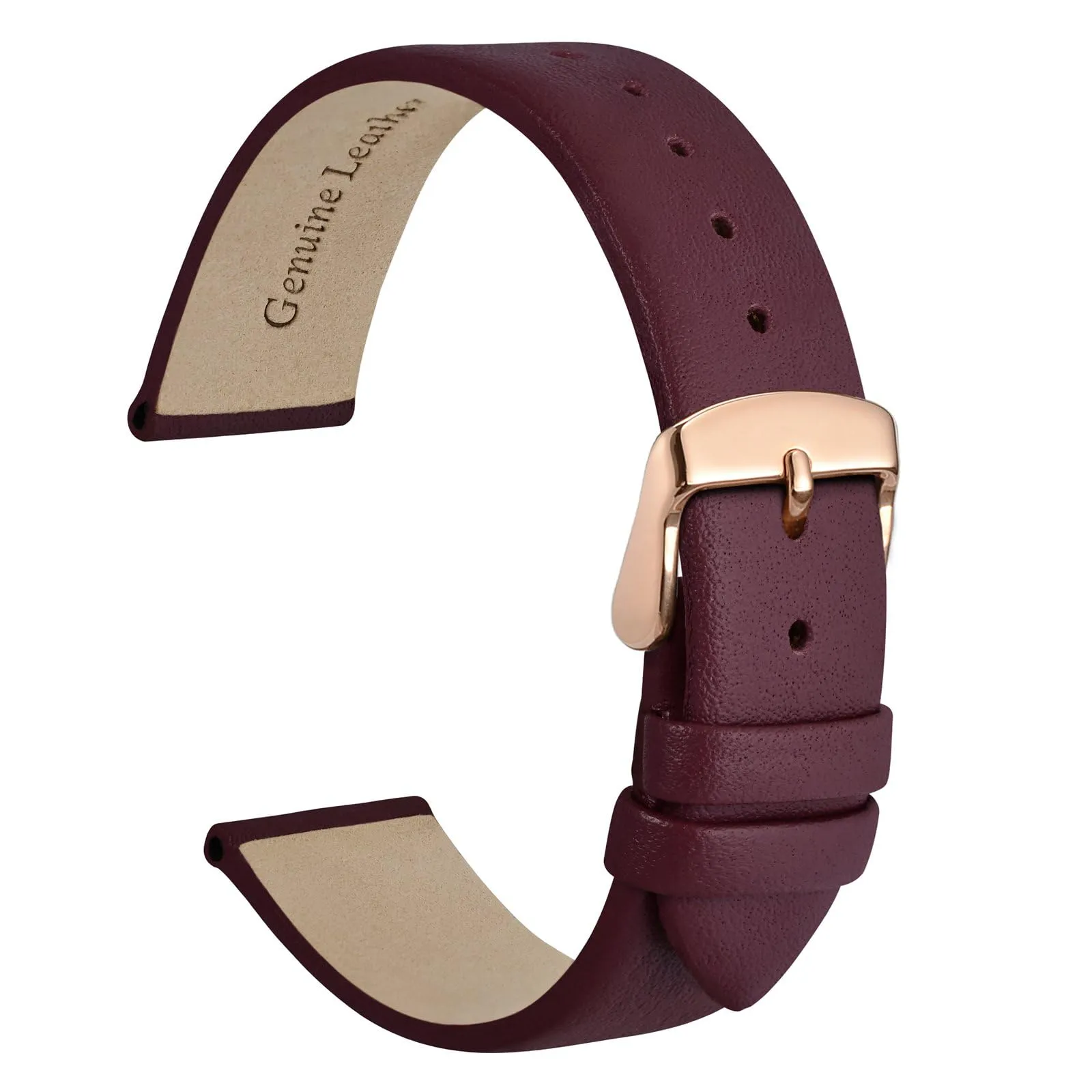 WOCCI Cinturino per Orologio in Pelle 16mm - Prugna Scura con Fibbia Oro Rosa - immagine 1