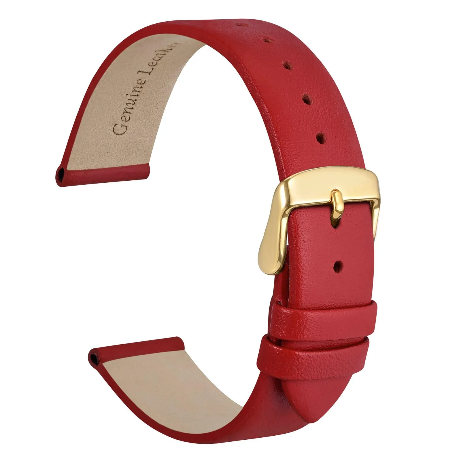 WOCCI Cinturino per Orologio in Pelle 20mm con Fibbia Oro (Rosso) - immagine 1
