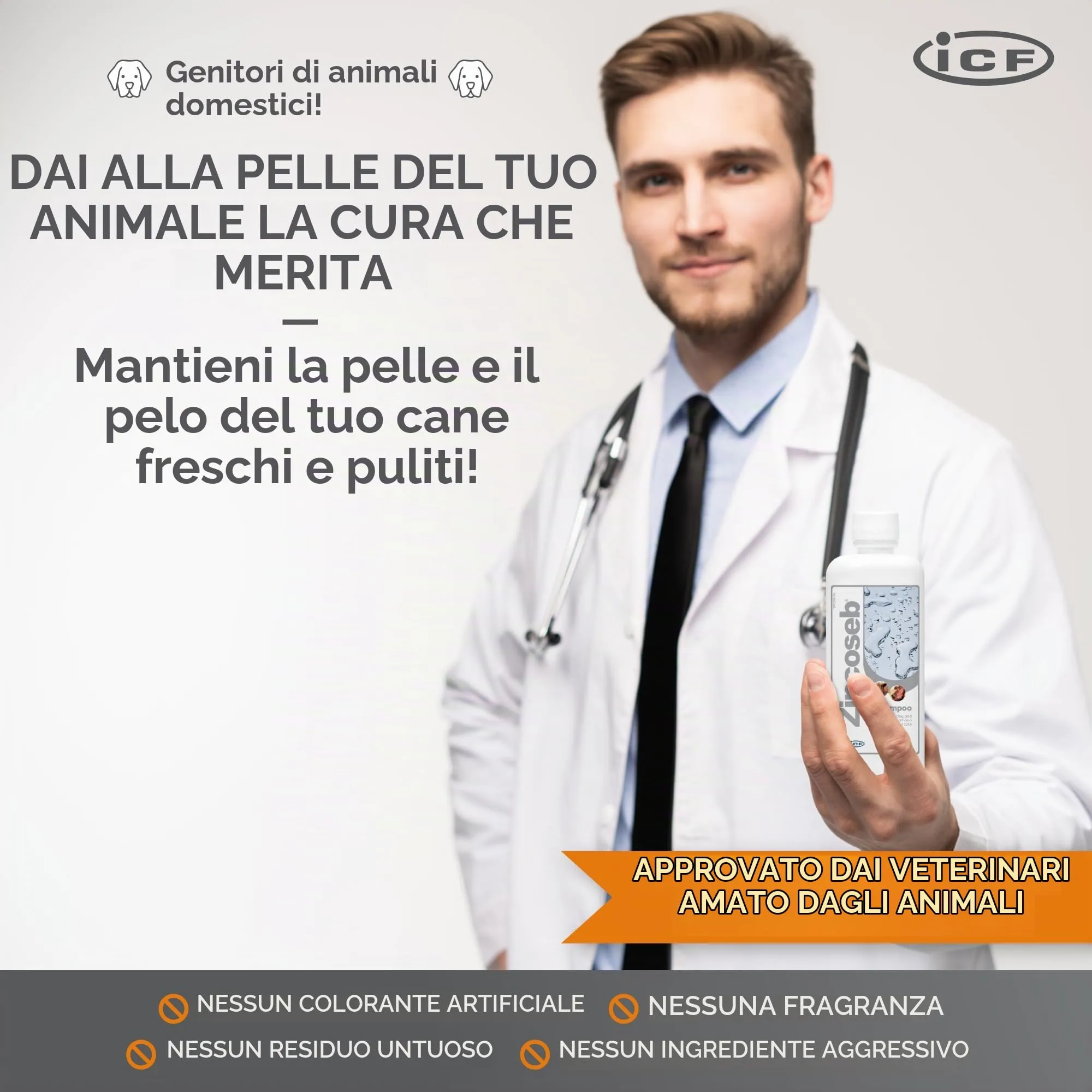 ICF Zincoseb Shampoo per cani e gatti, antimicotico e antibatterico, 250 ml - immagine 6
