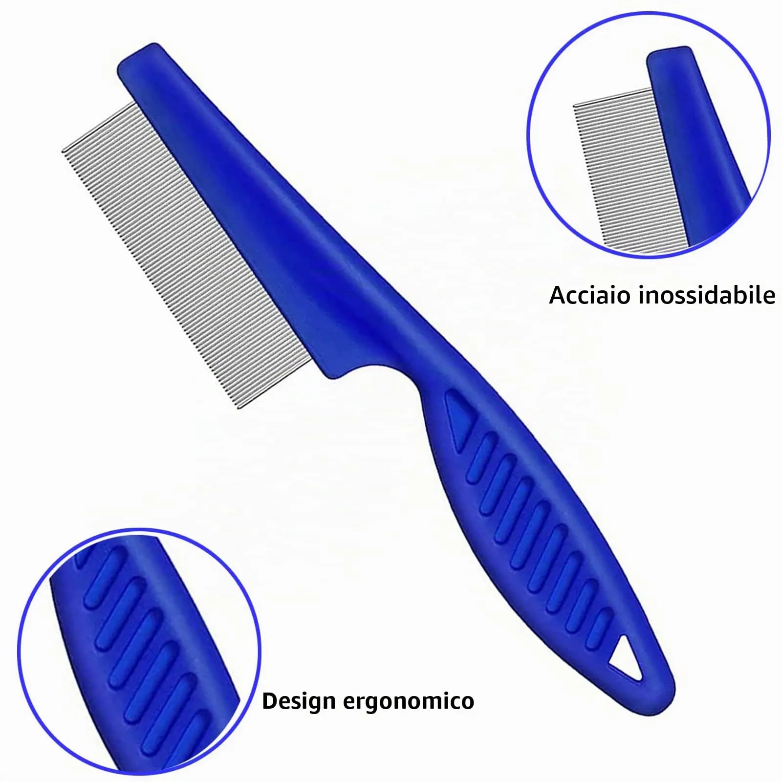 Kelio Pettine per Cani e Gatti, Set da 4 Pezzi per Pidocchi, Pulci e Grovigli, Denti Fini in Acciaio Inox - immagine 4