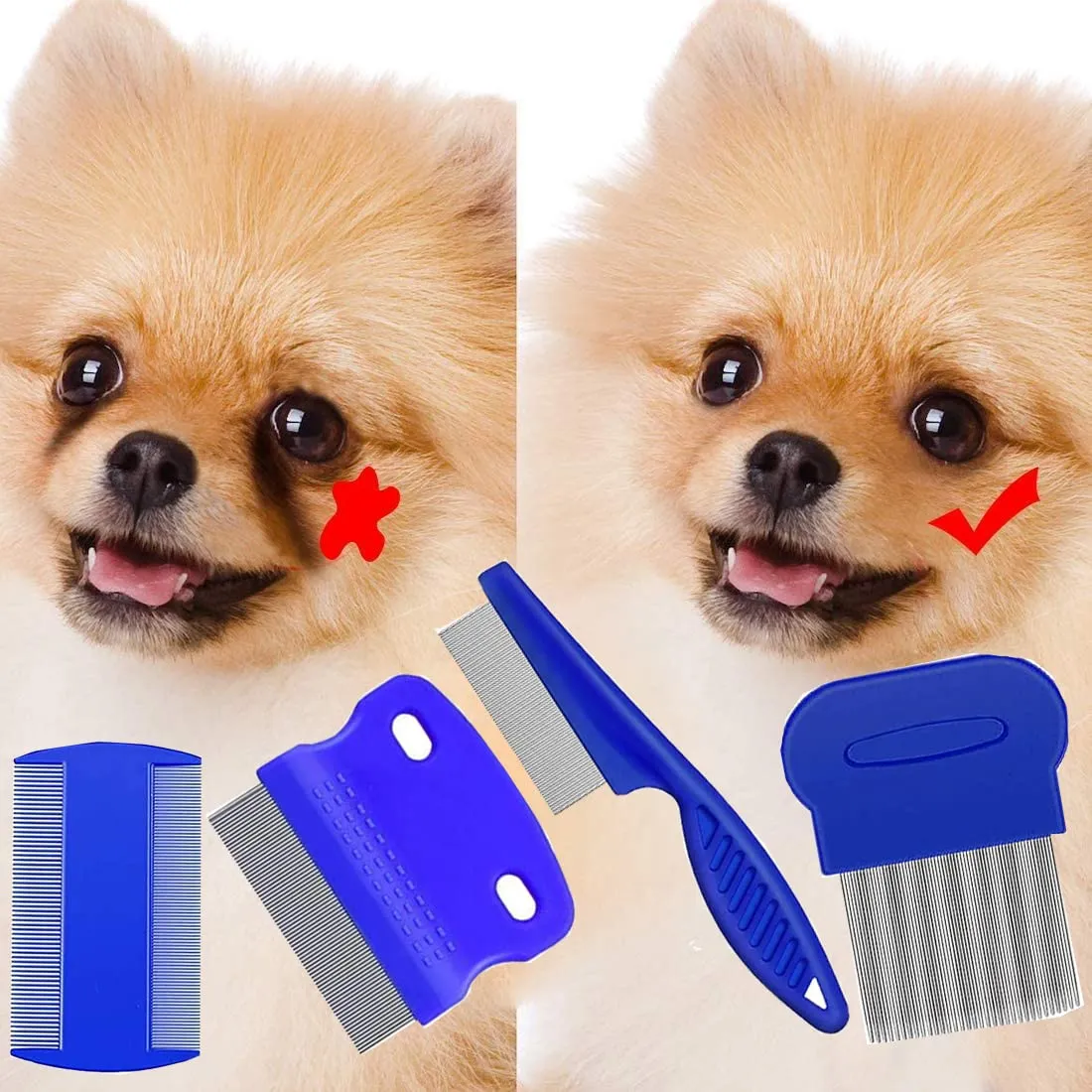 Kelio Pettine per Cani e Gatti, Set da 4 Pezzi per Pidocchi, Pulci e Grovigli, Denti Fini in Acciaio Inox - immagine 7