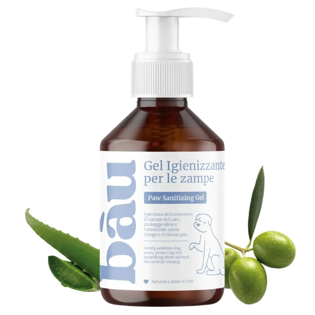 Bau Gel Igienizzante Zampe Cane Senza Risciacquo con Aloe Vera, Lichene Islandico e Mandorle Dolci, 250ml - immagine 1