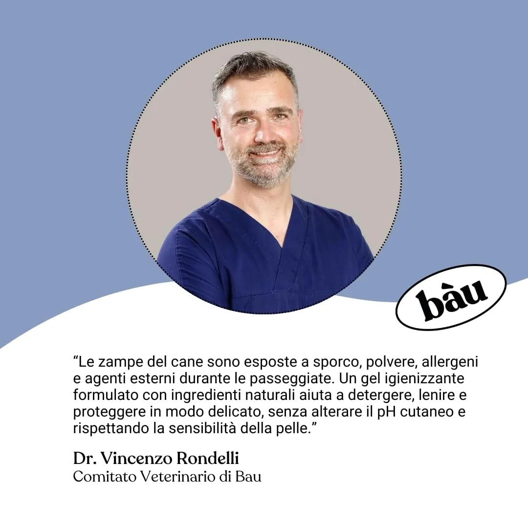 Bau Gel Igienizzante Zampe Cane Senza Risciacquo con Aloe Vera, Lichene Islandico e Mandorle Dolci, 250ml - immagine 8