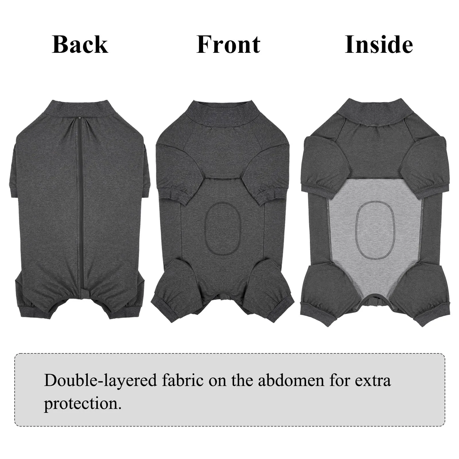 Cyponpy Tuta Recupero Post Operatoria per Cani con Zampe e Cerniera, Body Chirurgico Protettivo per Sterilizzazione, Grigio, 3XL - immagine 4