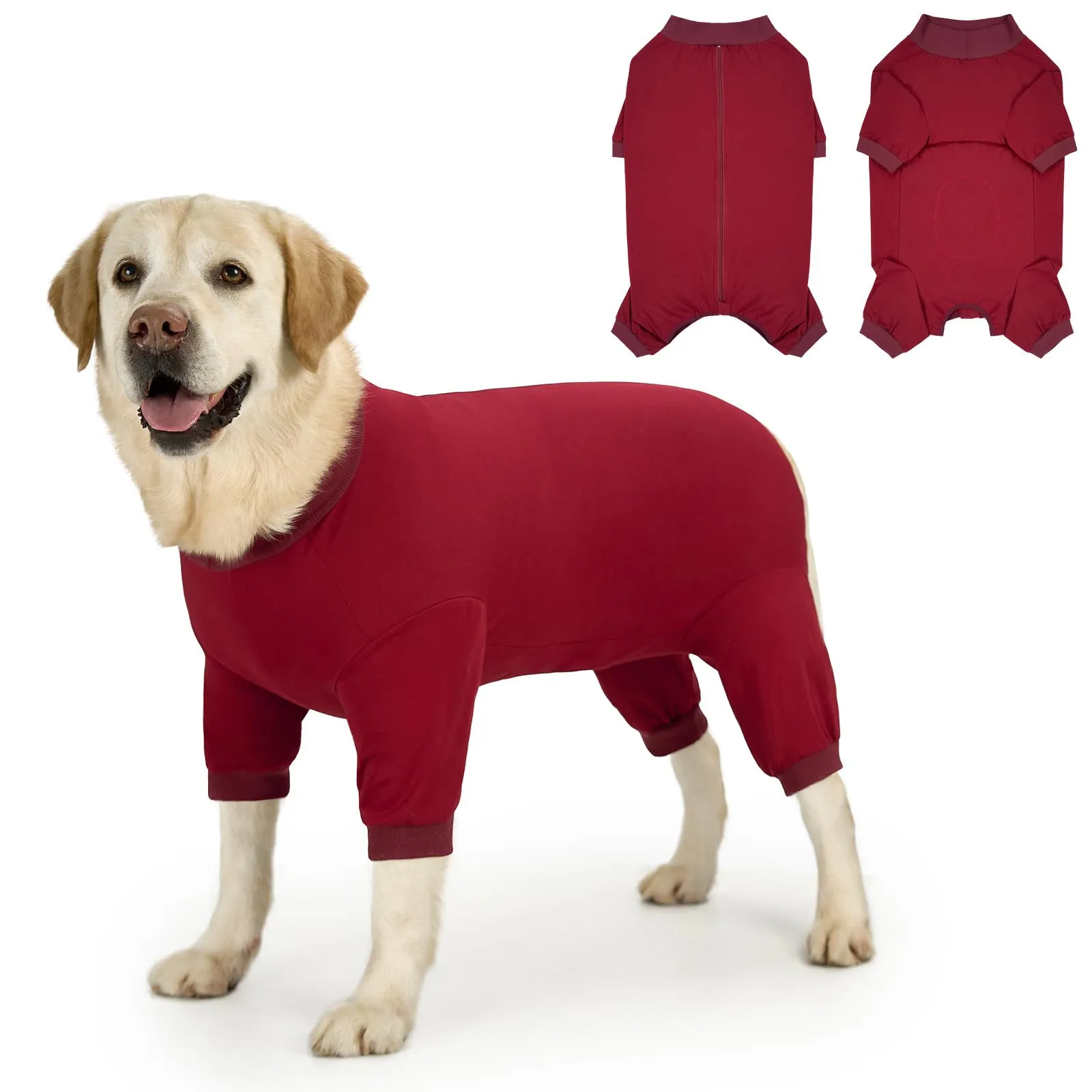 Cyponpy Tuta Post Operatoria per Cani con Zampe e Cerniera, Body Chirurgico per Sterilizzazione, XL, Rosso - immagine 1
