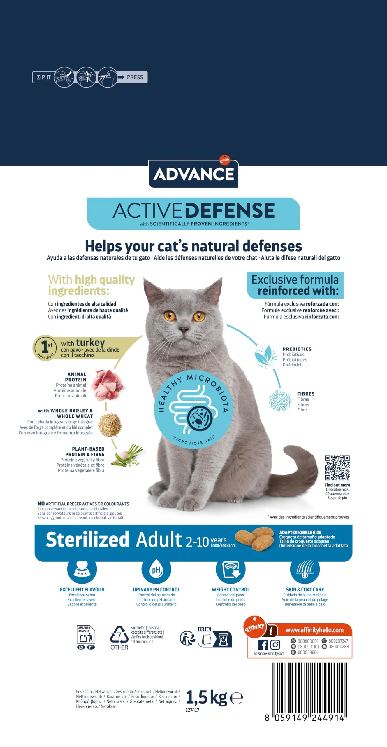 Advance Sterilized Adult Cibo per Gatti con Tacchino, 1.5kg - immagine 2