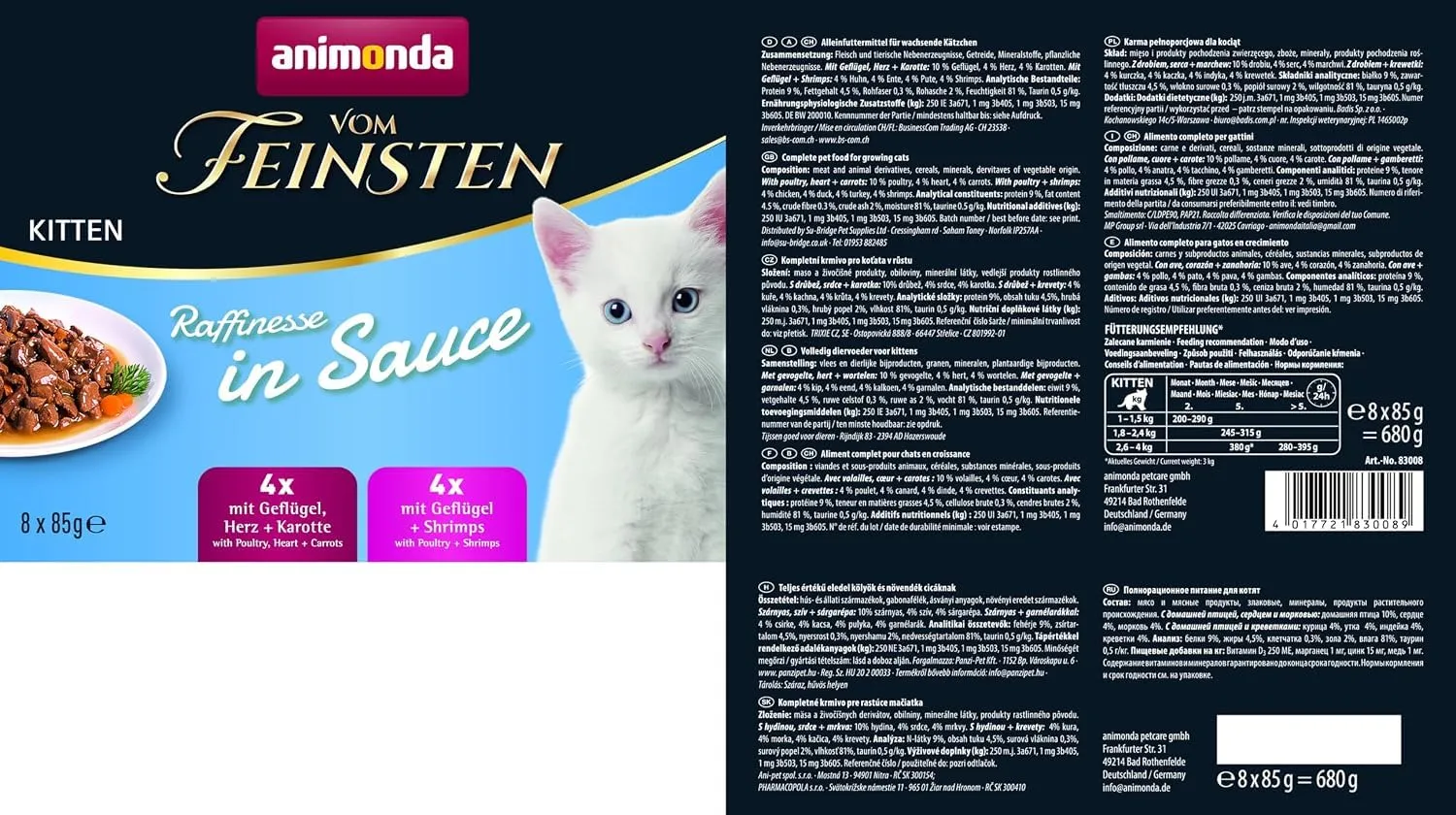 animonda Vom Feinsten Kitten Cibo Umido in Salsa per Gattini, 8 x 85 g Mixpack - immagine 6
