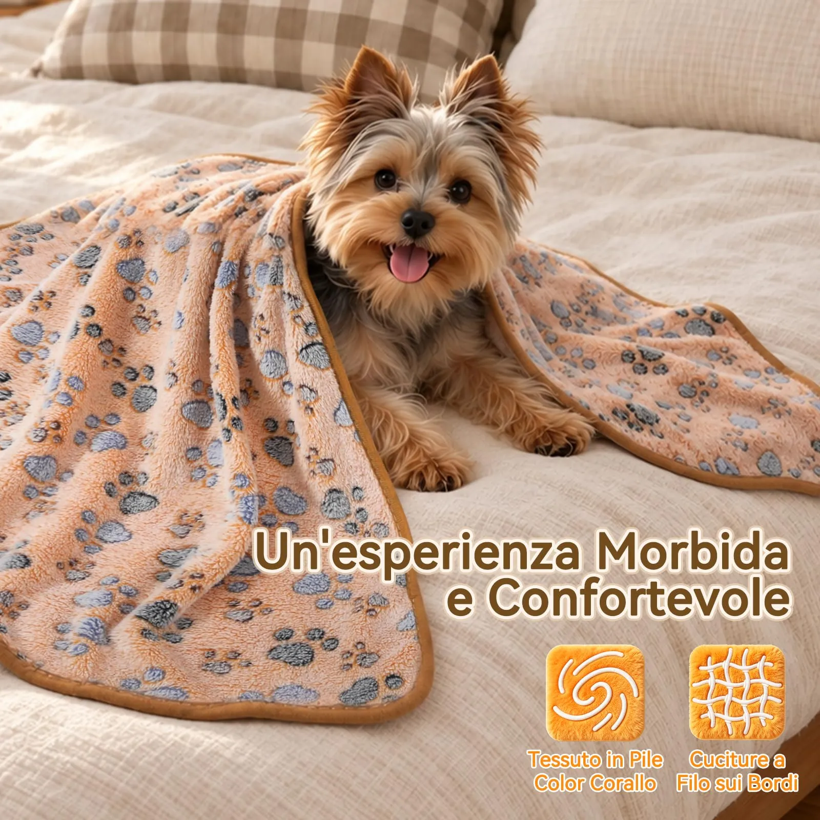 COMSLE Coperta in Flanella per Cani e Gatti, Lavabile, 3 Pezzi, 76 x 104 cm, Gambe - immagine 4