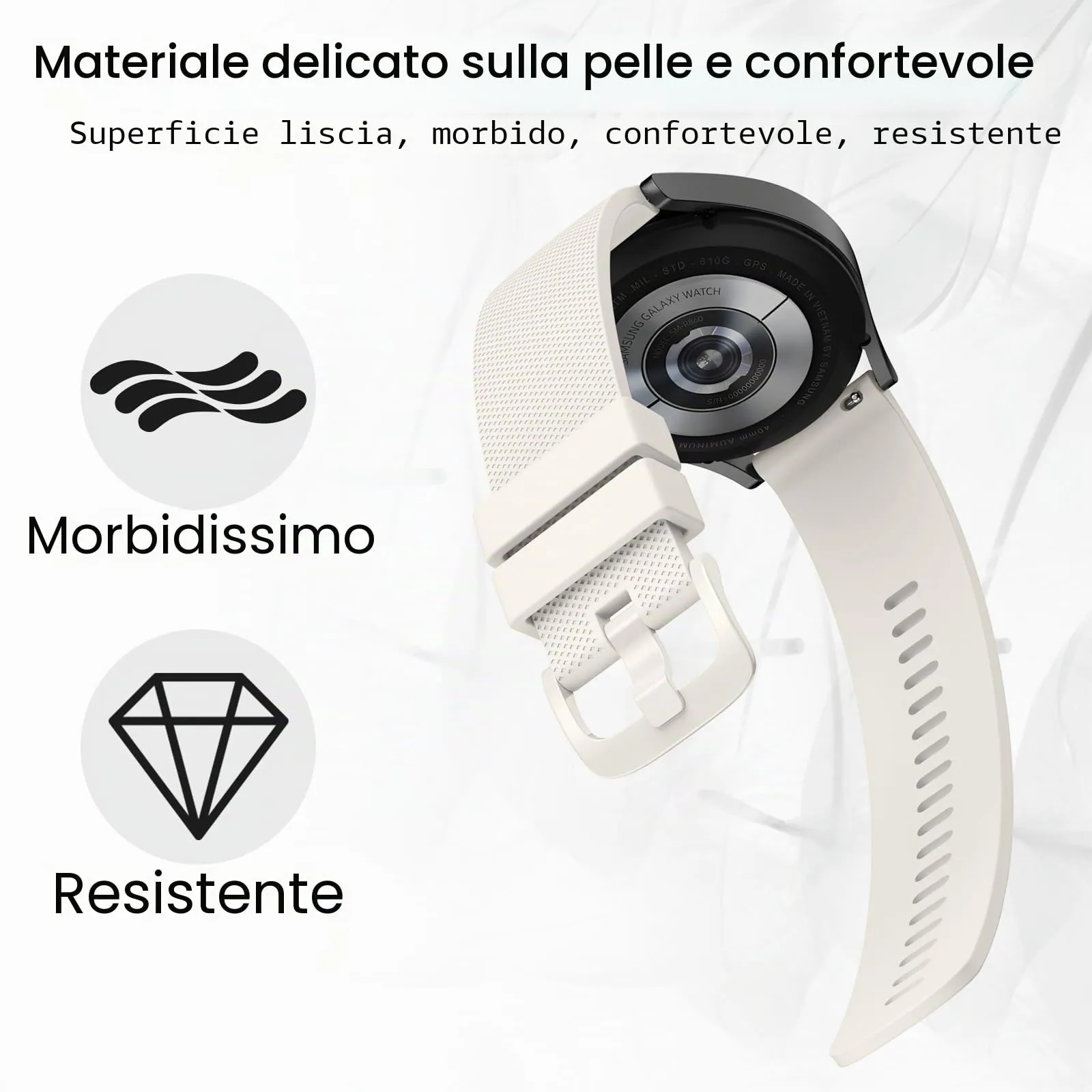 Mugust Cinturino in Silicone per Orologi 20mm, Rilascio Rapido, Impermeabile, Luce Stellare - immagine 3