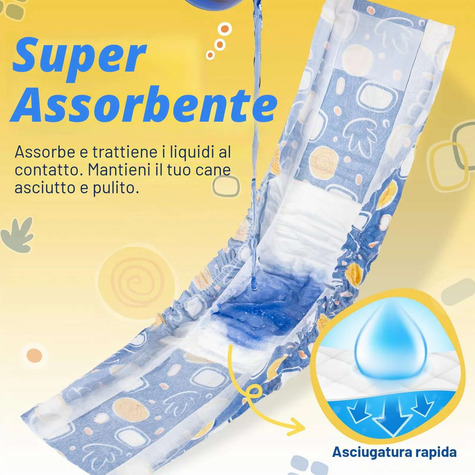 MICOOYO Pannolini Cane Maschio Usa e Getta, Super Assorbenti con Indicatore di Umidità, Taglia M, 50 pezzi - immagine 2
