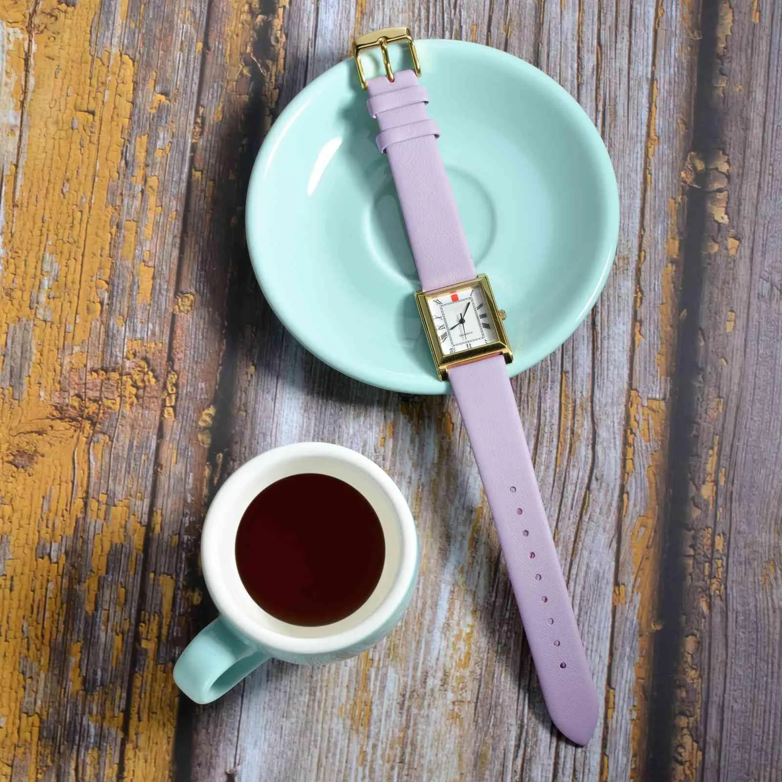 WOCCI Cinturino per Orologio in Pelle 12mm con Fibbia Oro (Viola Chiaro) - immagine 2