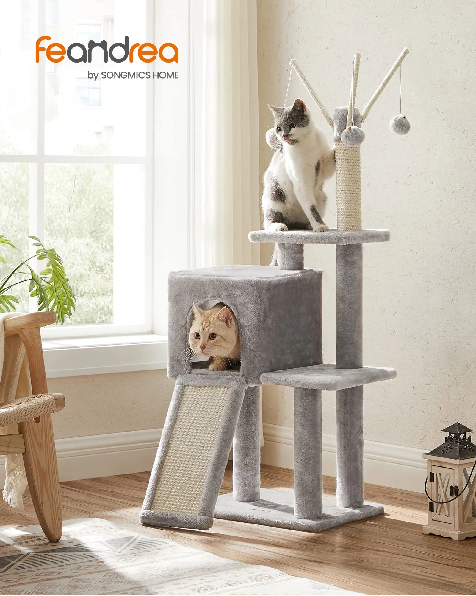 Feandrea Tiragraffi per Gatti con Grotta e Diversi Livelli, 41,5x31x126 cm - immagine 2