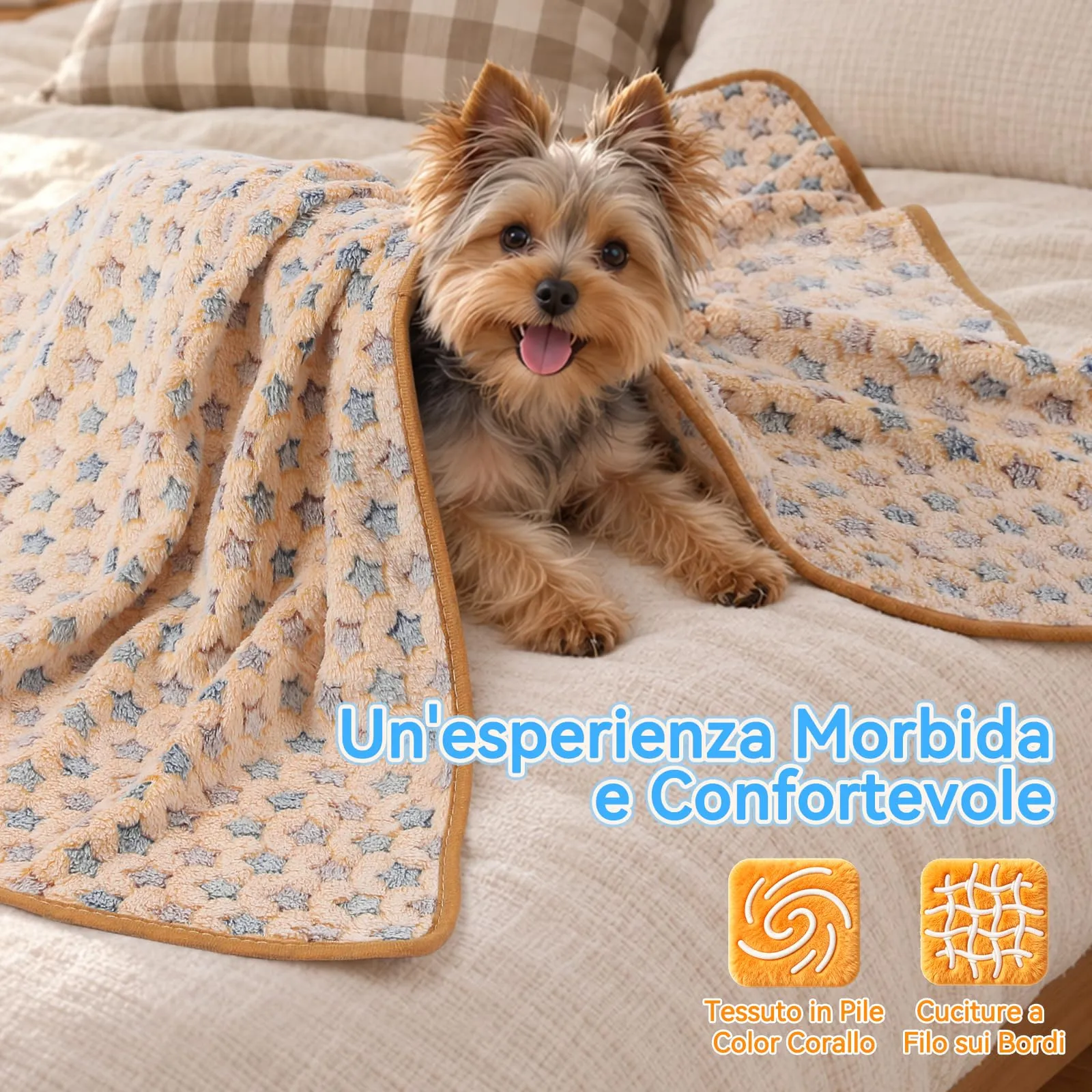 COMSLE Coperta per Cani e Gatti in Flanella, 3 Pezzi, 76 x 52 cm, Stella - immagine 4