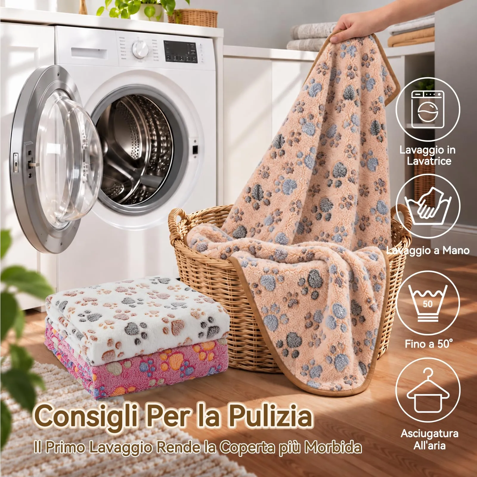 COMSLE Coperta per Cani e Gatti in Flanella, 3 Pezzi, 76 x 52 cm, Gambe - immagine 5