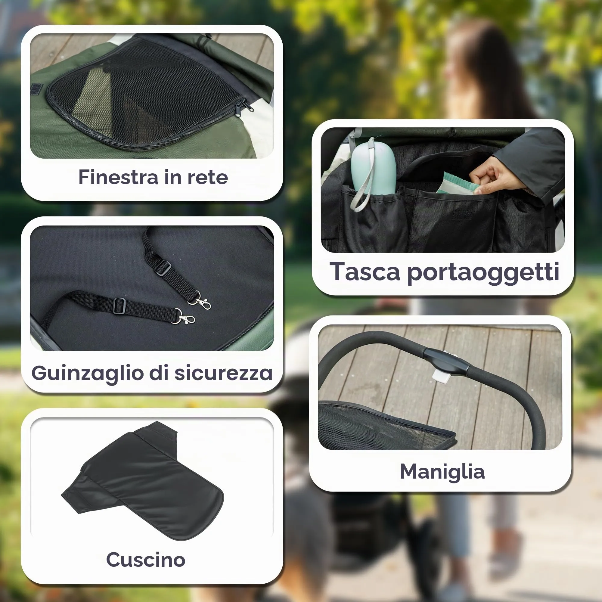 PawHut Passeggino Pieghevole per Cani e Gatti fino a 30 kg, Verde Scuro - immagine 7