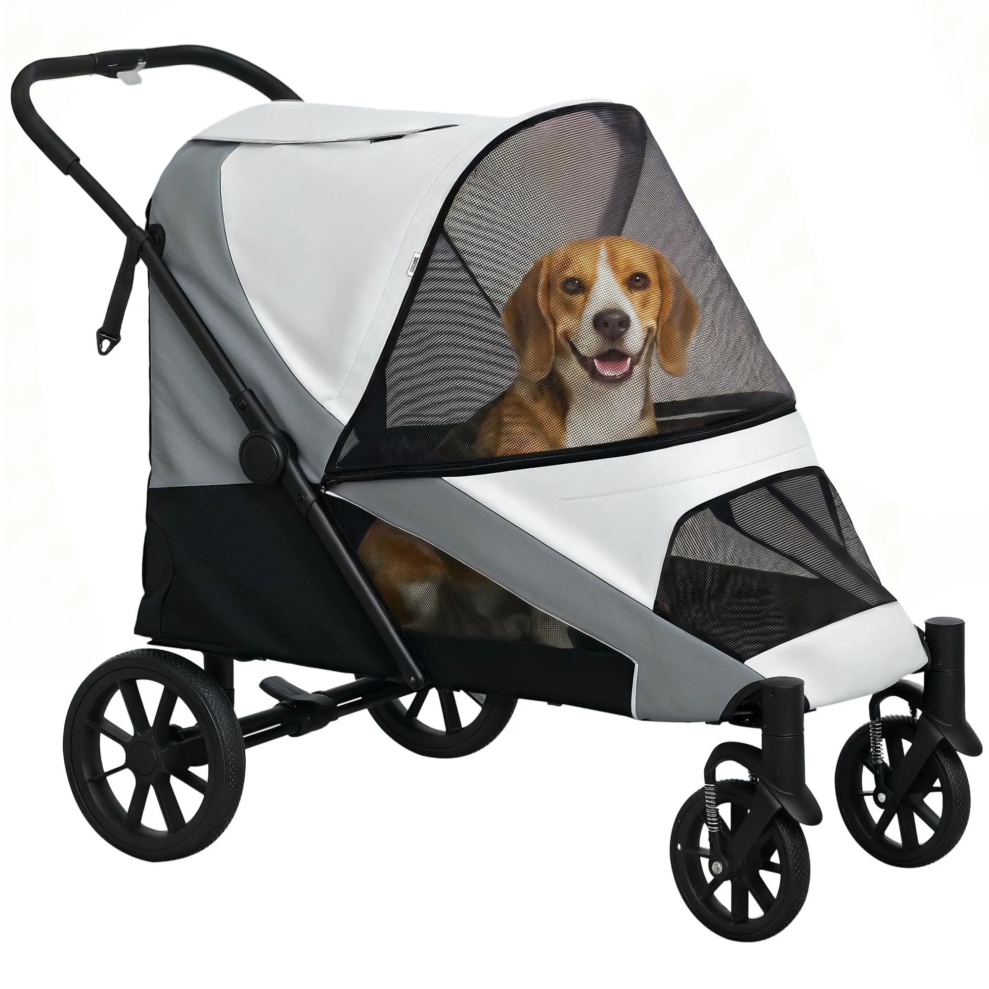 PawHut Passeggino per Cani Taglia Media Pieghevole con Cuscino, Grigio - immagine 1