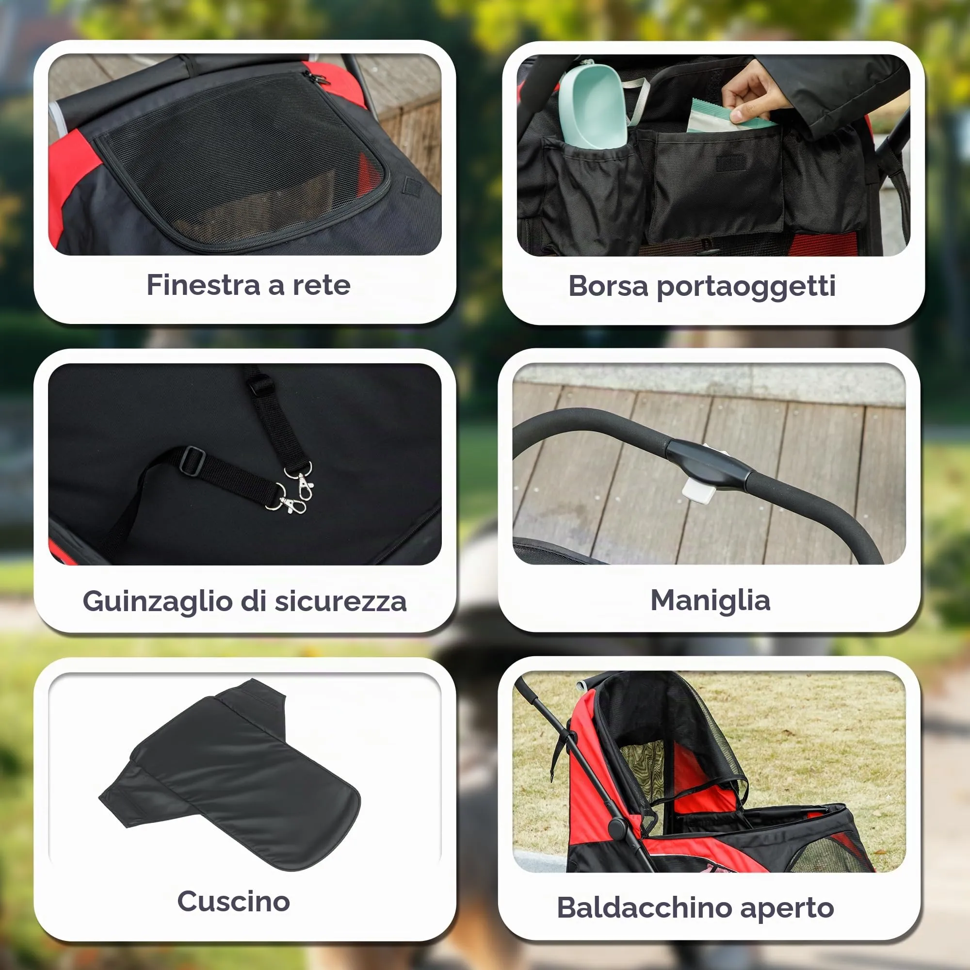 PawHut Passeggino per Cani Taglia Media Pieghevole con Cuscino, Nero - immagine 8