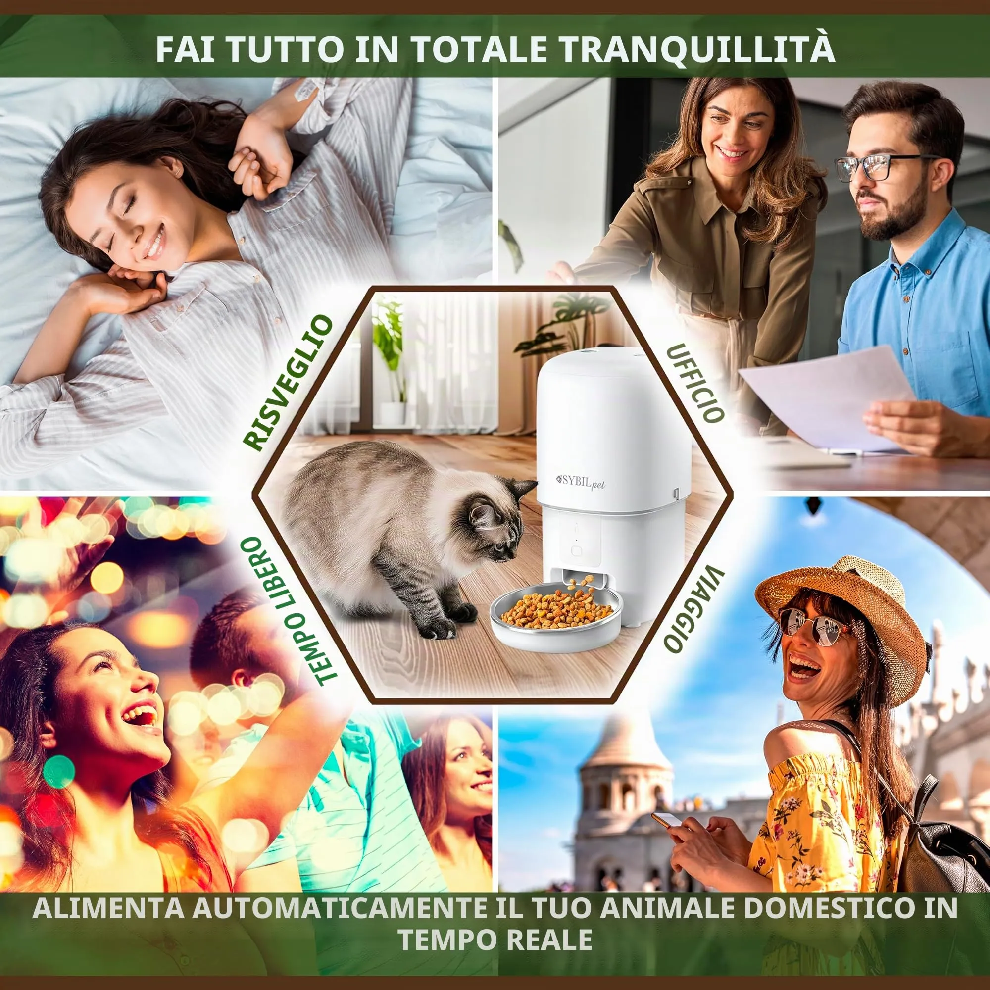 SYBILPET Distributore Automatico Cibo Gatti SP02, Dispenser Crocchette con App e Messaggio Vocale, 4L - immagine 4