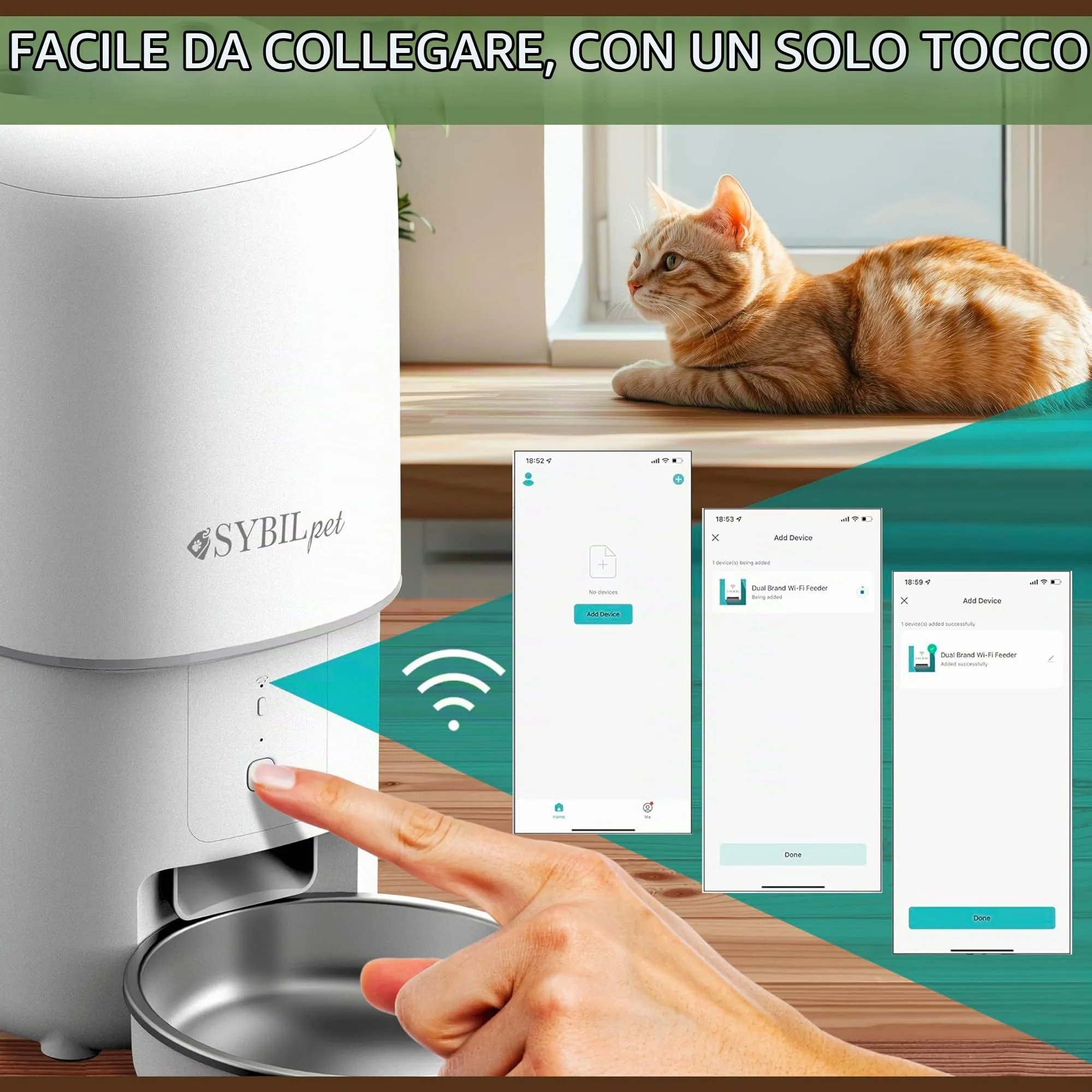 SYBILPET Distributore Automatico Cibo Gatti SP02, Dispenser Crocchette con App e Messaggio Vocale, 4L - immagine 6