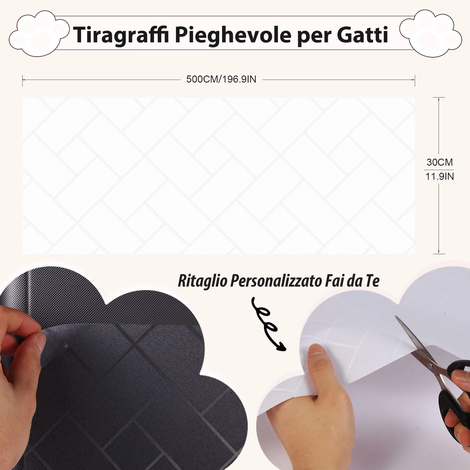 QianShouYan Pellicola Antigraffio per Gatti 30cm x 5m, Protezione Autoadesiva Opaca per Divano, Porte e Mobili (Motivo a Graticcio) - immagine 3