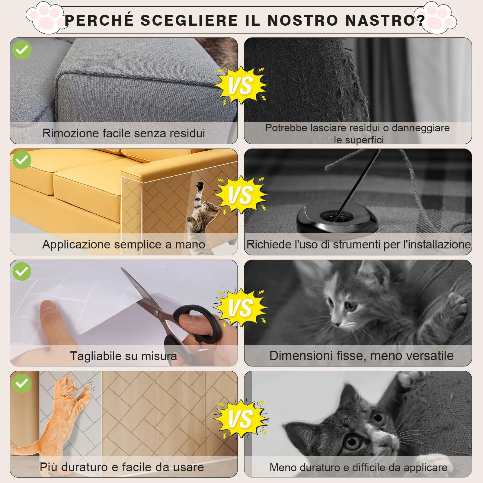 QianShouYan Pellicola Antigraffio per Gatti 30cm x 5m, Protezione Autoadesiva Opaca per Divano, Porte e Mobili (Motivo a Graticcio) - immagine 6