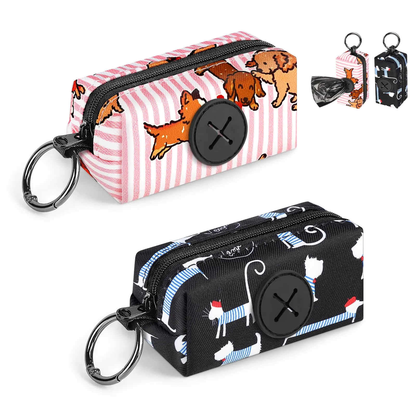 Playexen Porta Sacchetti Cacca per Cane con Moschettone, Set da 2 Pezzi - immagine 1