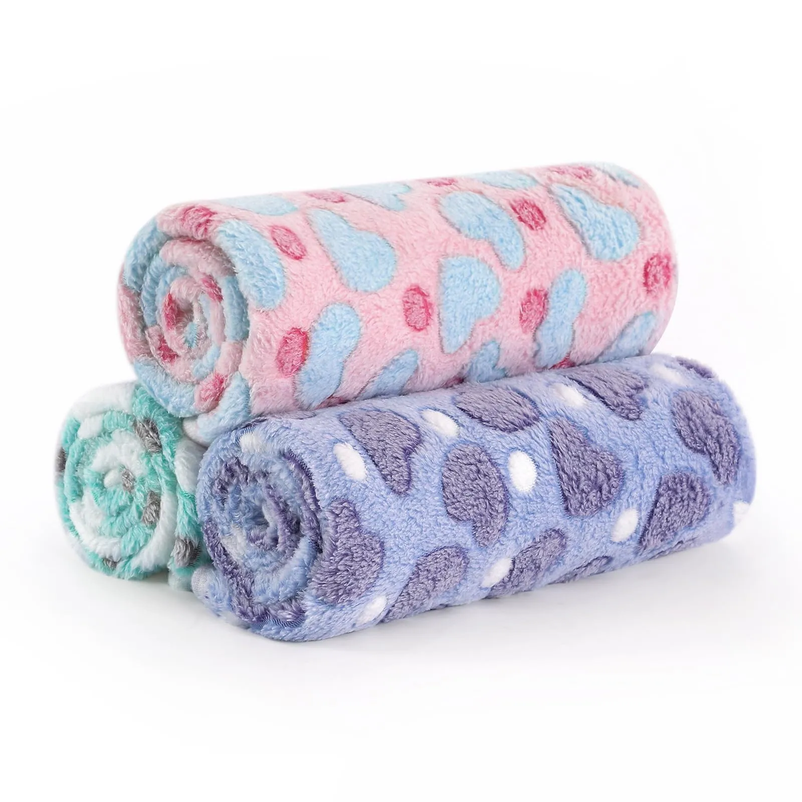 COMSLE Coperta per Cani e Gatti in Flanella, 3 Pezzi, 76 x 52 cm, Amore Rainbow - immagine 1