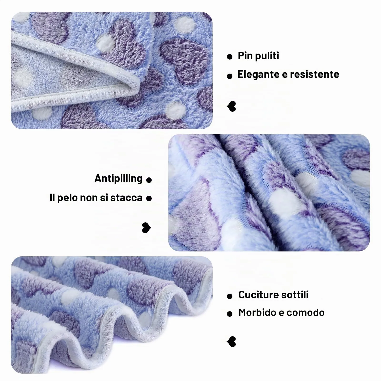 COMSLE Coperta per Cani e Gatti in Flanella, 3 Pezzi, 76 x 52 cm, Amore Rainbow - immagine 2